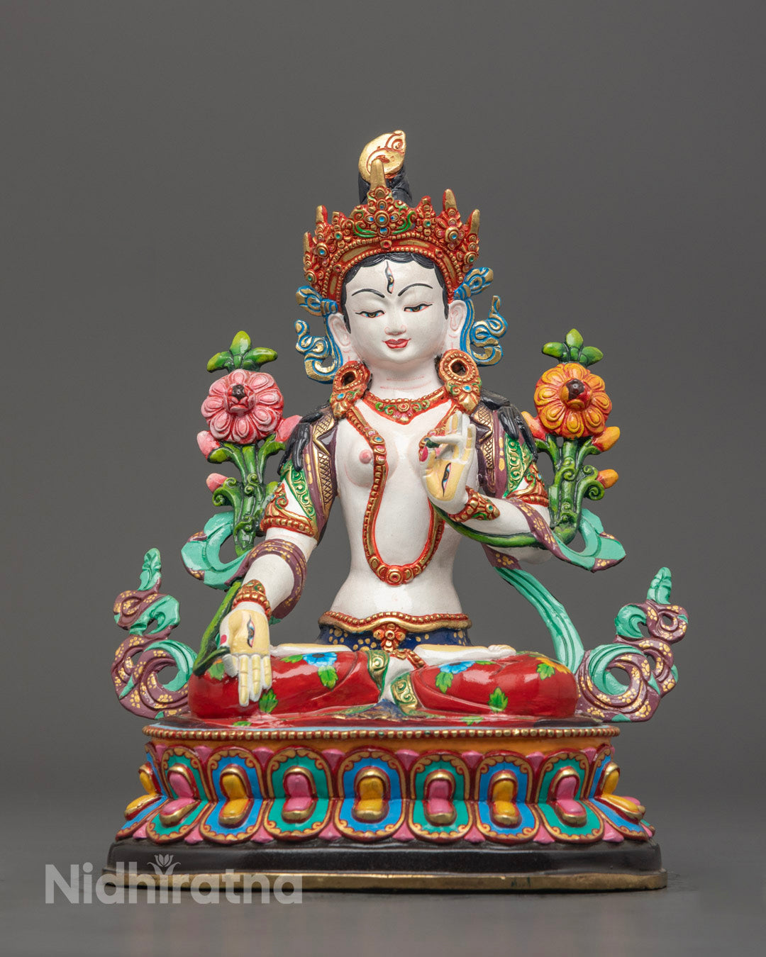 Sacred White Tara Sculpture | Traditional Buddhist Statue