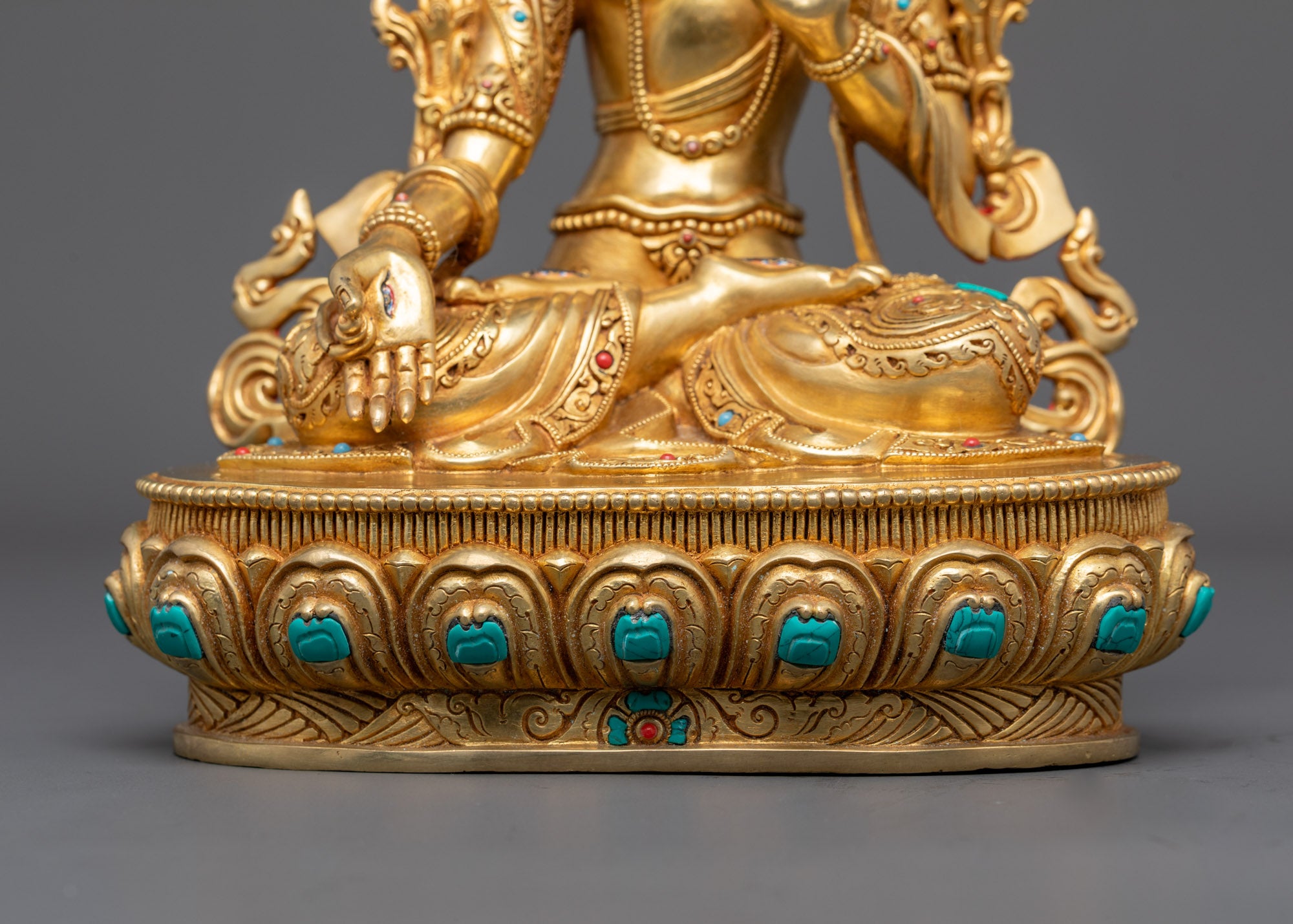 White Tara Sculpture | Nepalese Fire-Gilded Gold Body