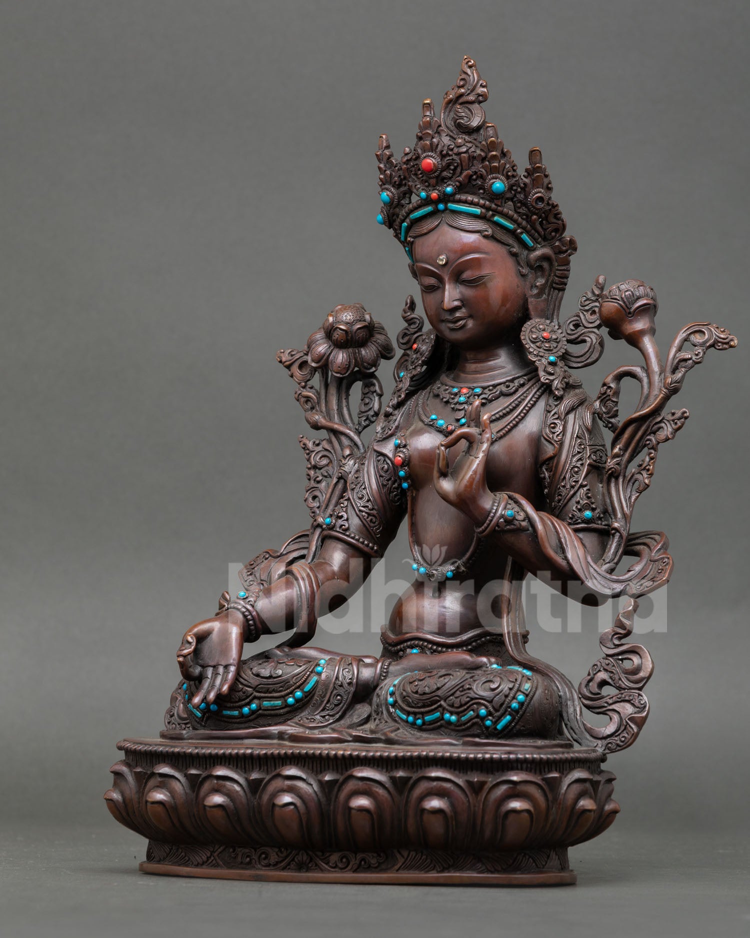 White Tara Statue | Oxidized Copper Tibetan Buddhist Deity