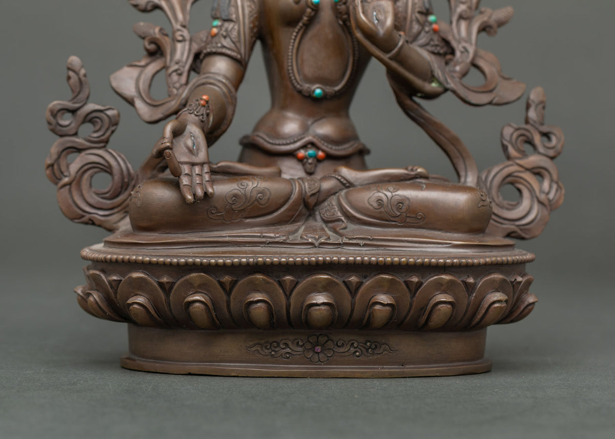 Oxidized White Tara Statue | Seven-Eyed Tara for Healing and Peace