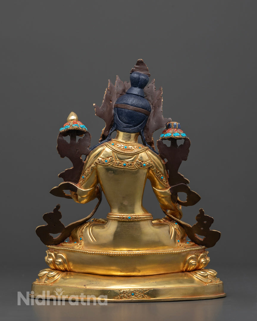 White Tara Statue | 24K Gold Gilded Himalayan Sculpture