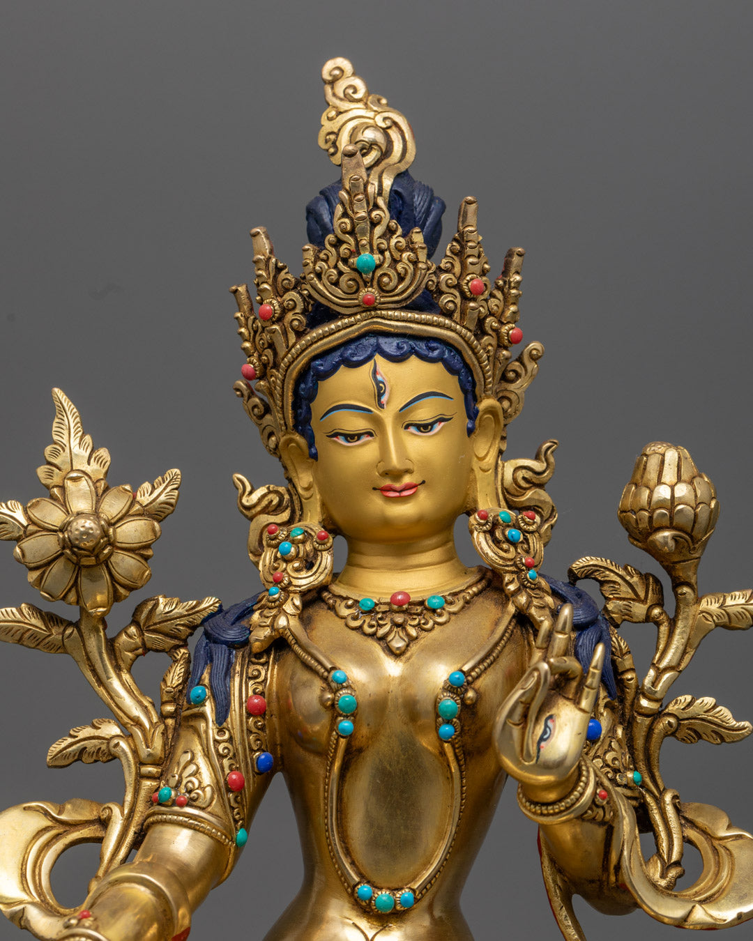 White Tara Statue – Lost Wax Crafted Copper & Gold Buddhist Goddess – Serene Sacred Art for Altar, Meditation & Spiritual Transformation