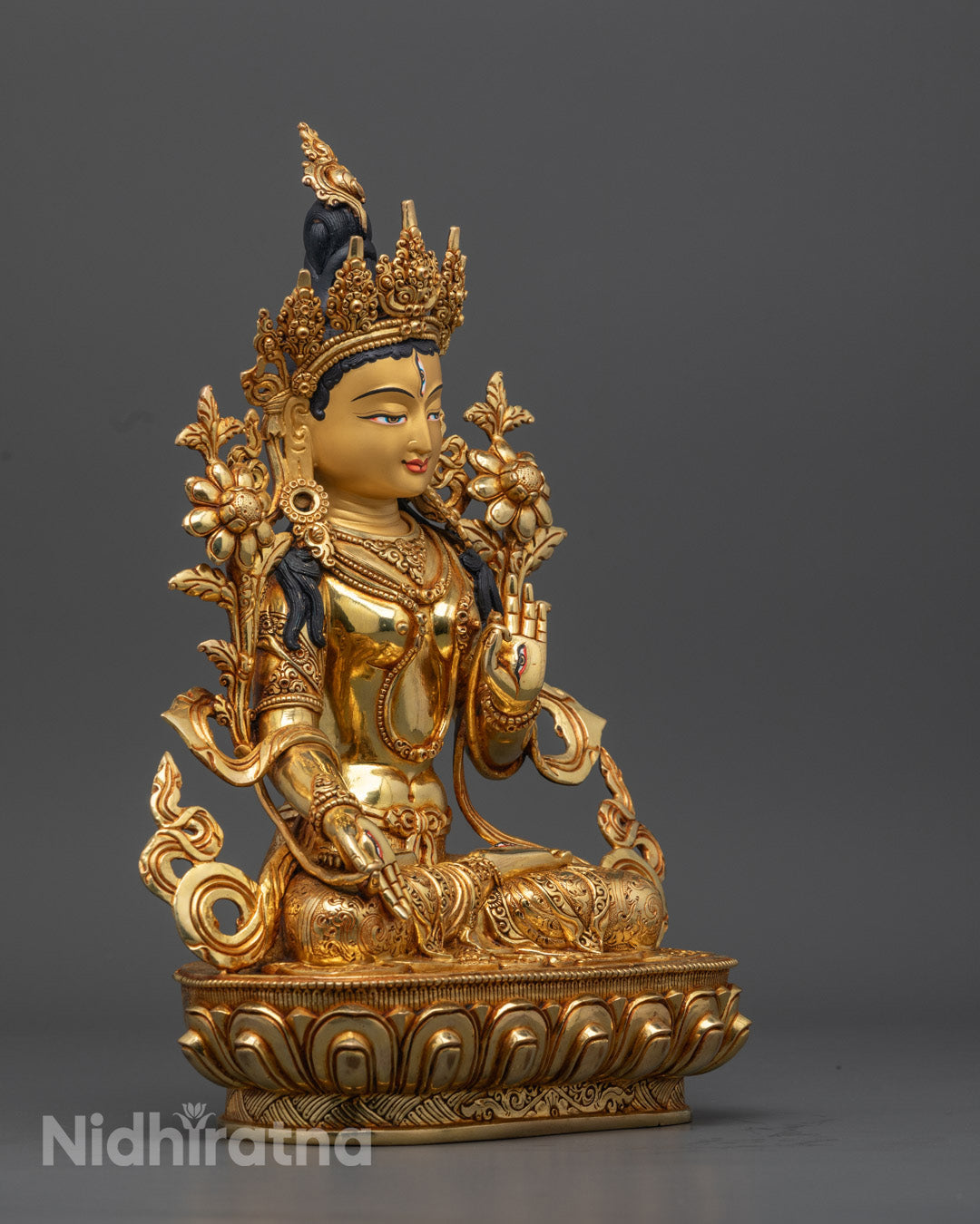 24K Gold White Tara Statue | Tibetan Buddhist Sculpture