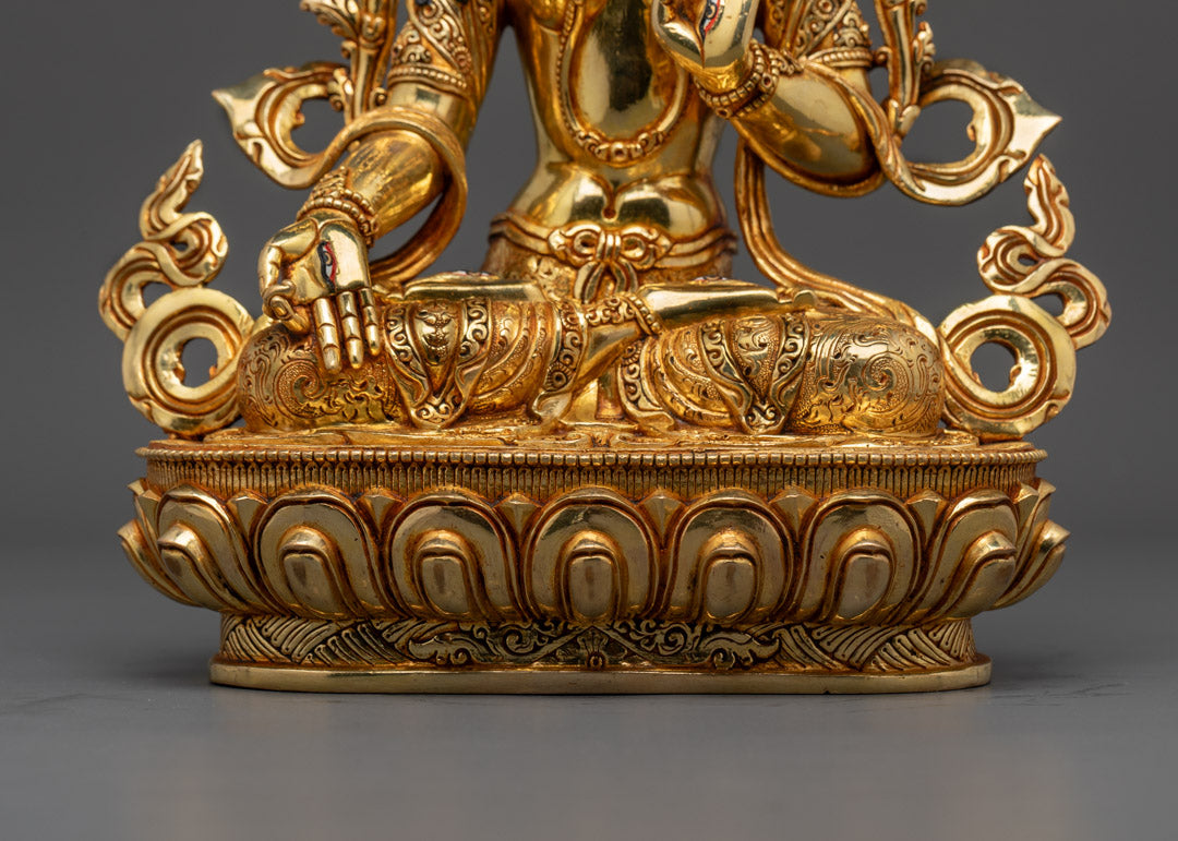24K Gold White Tara Statue | Tibetan Buddhist Sculpture