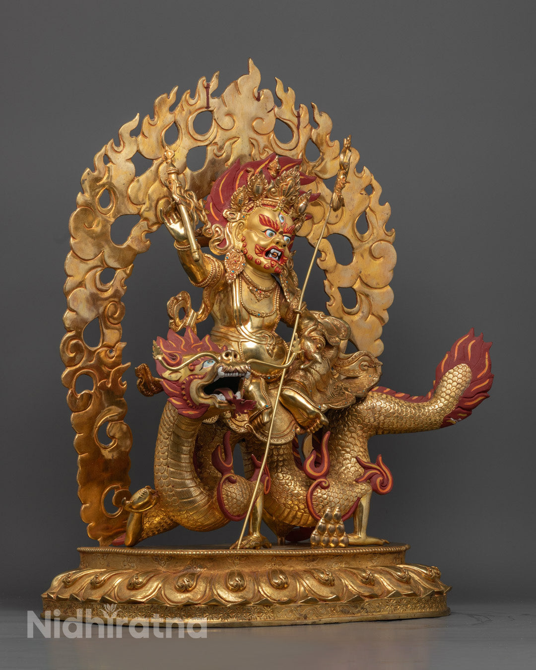 White Dzambhala Statue for Wealth & Protection – Traditional Nepalese Art