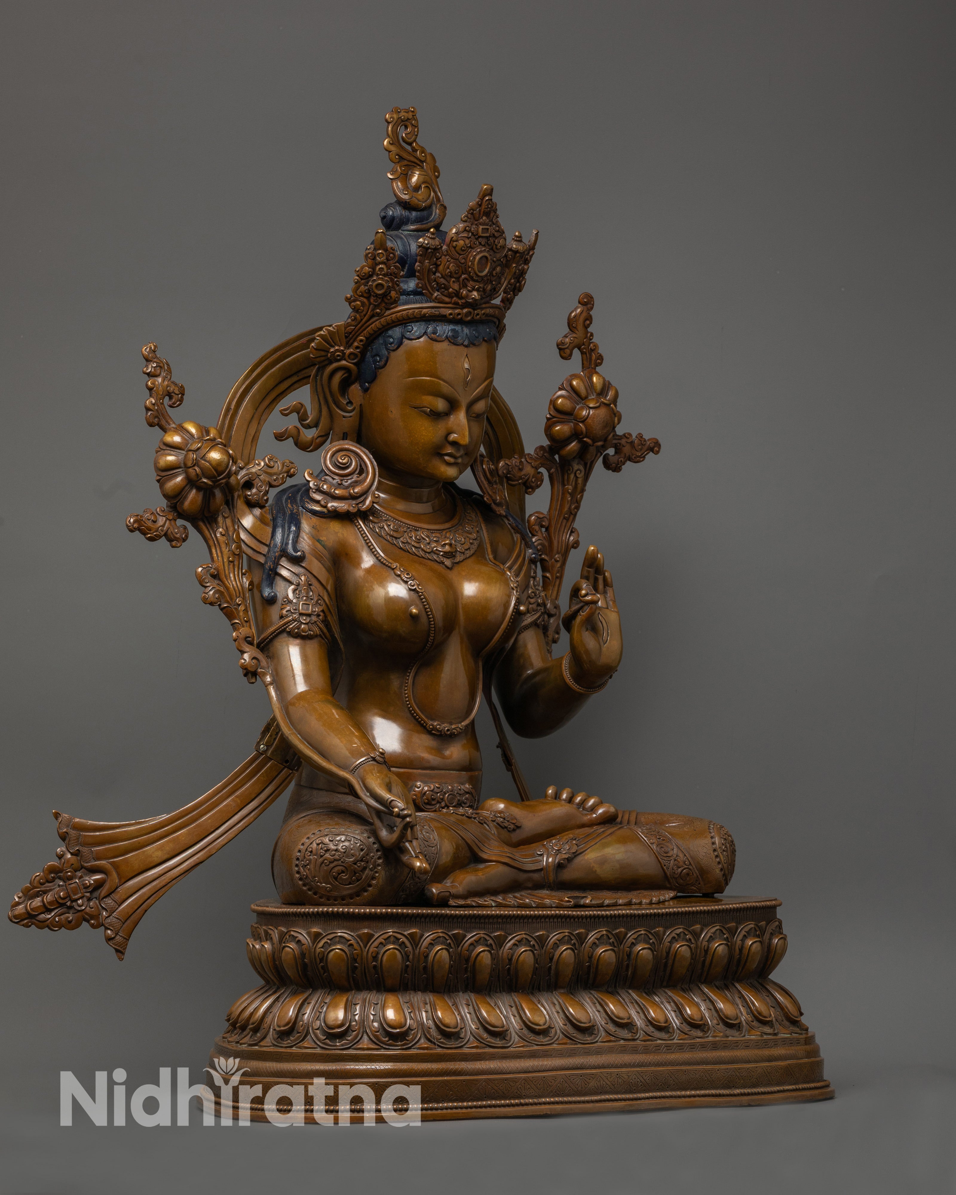 Saptalochana White Tara Statue | Rare Buddhist Art from Nepal