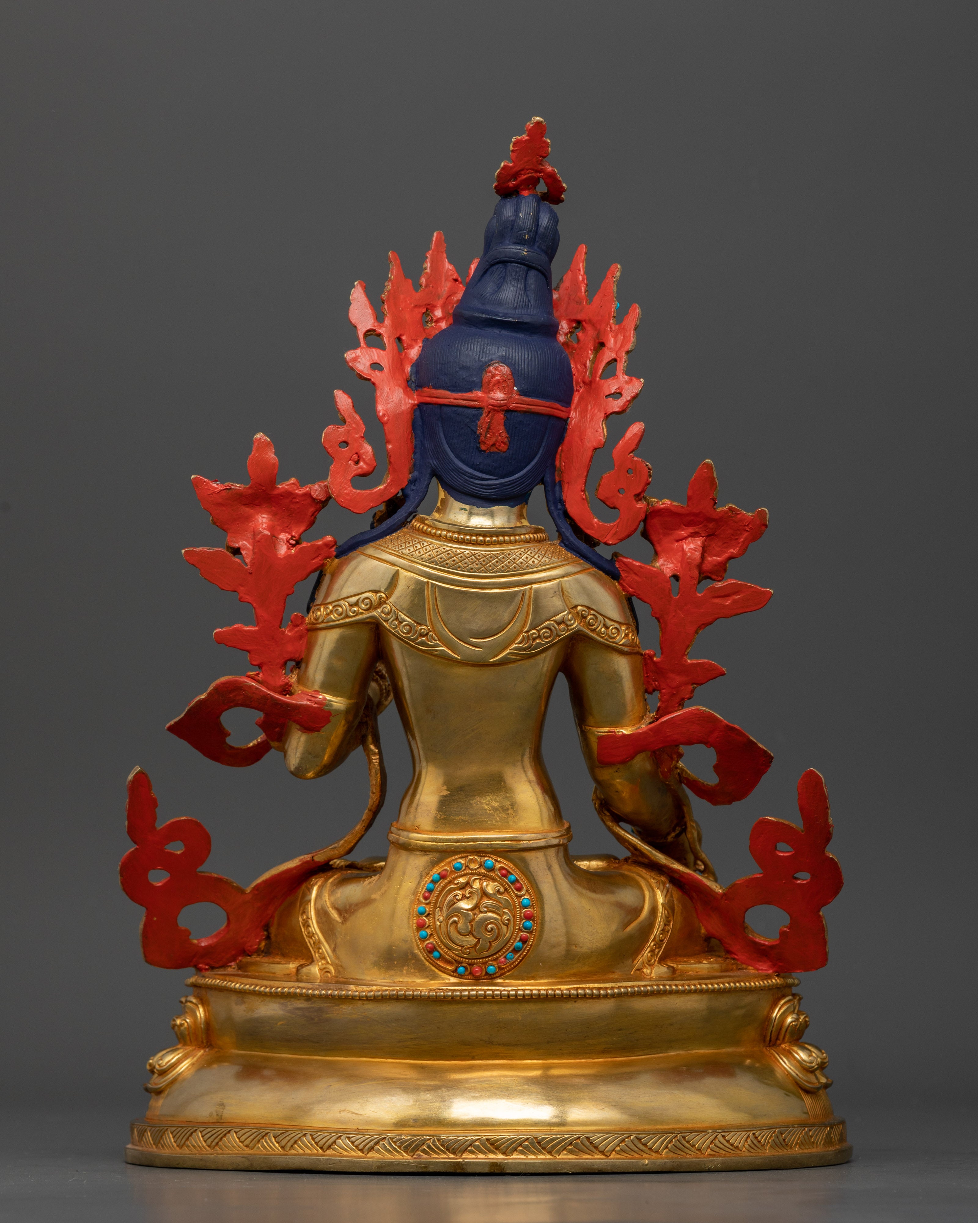 White Tara holding utpala flower, Varada and Vitarka mudras, Nepalese artisan statue