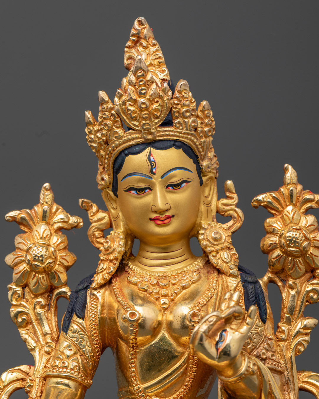 White Tara Statue | 24k Gold Gilded Buddhist Art