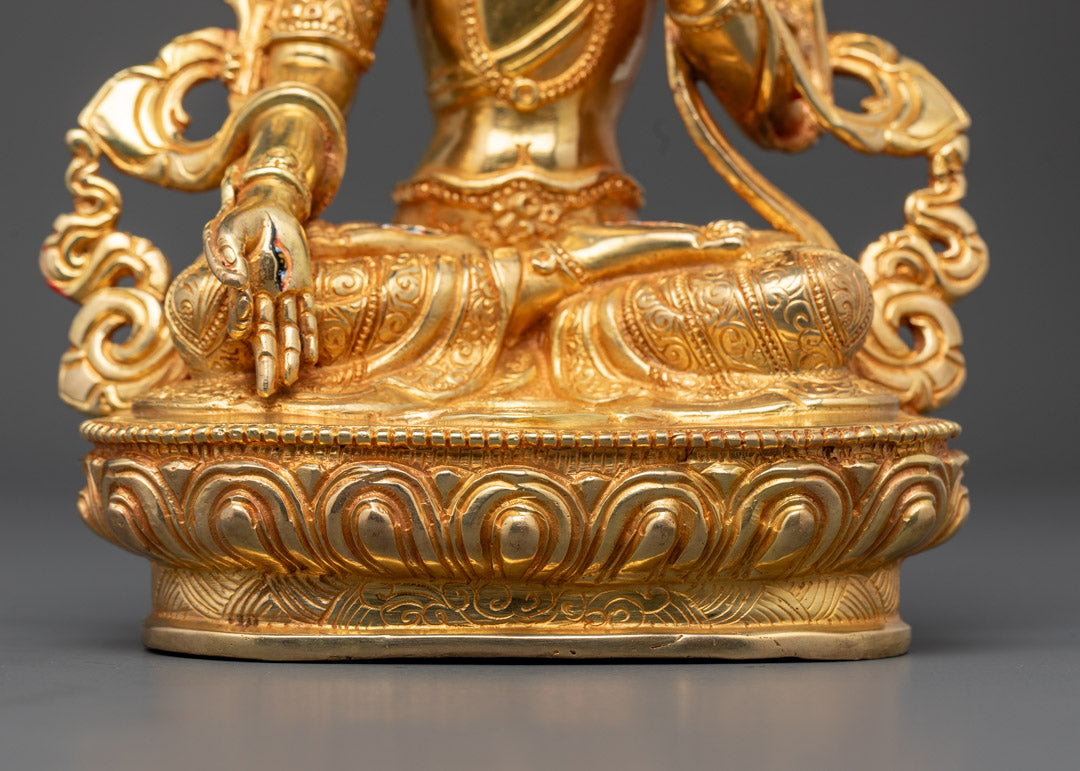 White Tara Statue | 24k Gold Gilded Buddhist Art