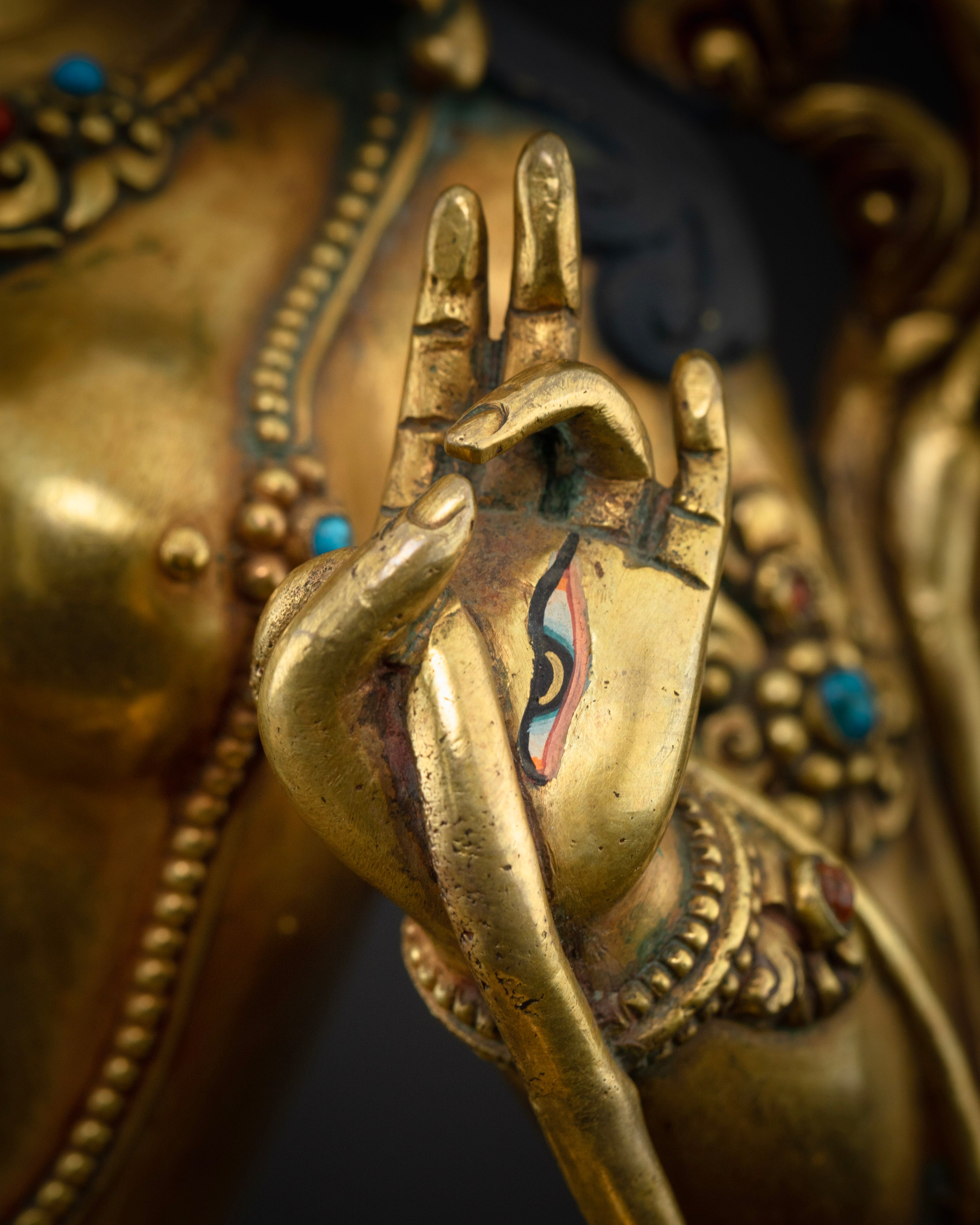 Premium White Tara Statue | Adorned with Semi-Precious Stones