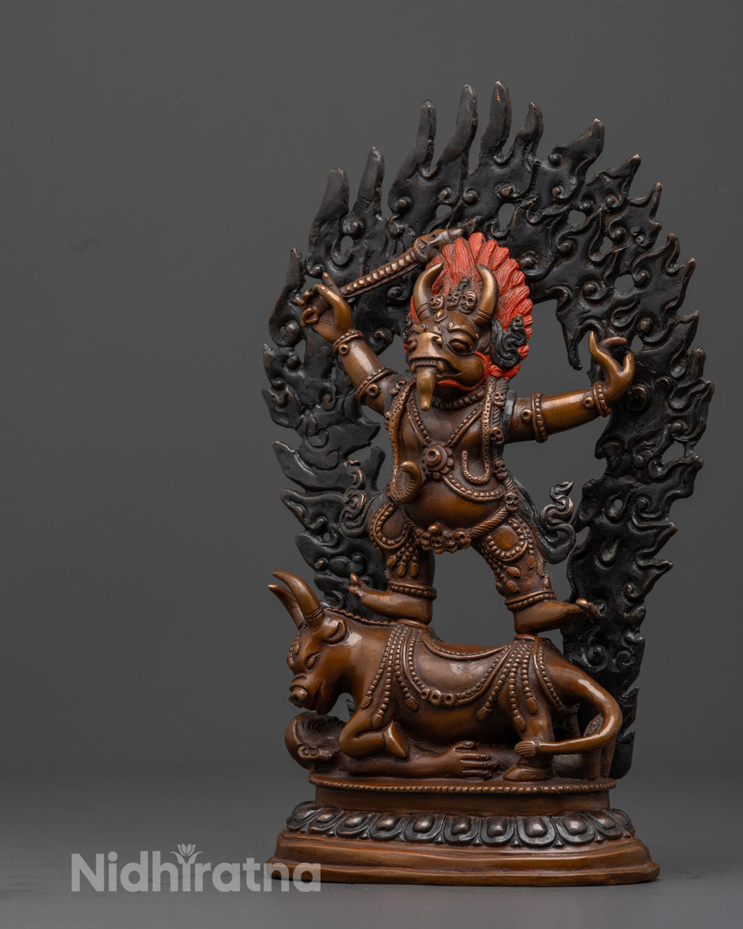 Handmade Oxidized Statue of Yamantaka