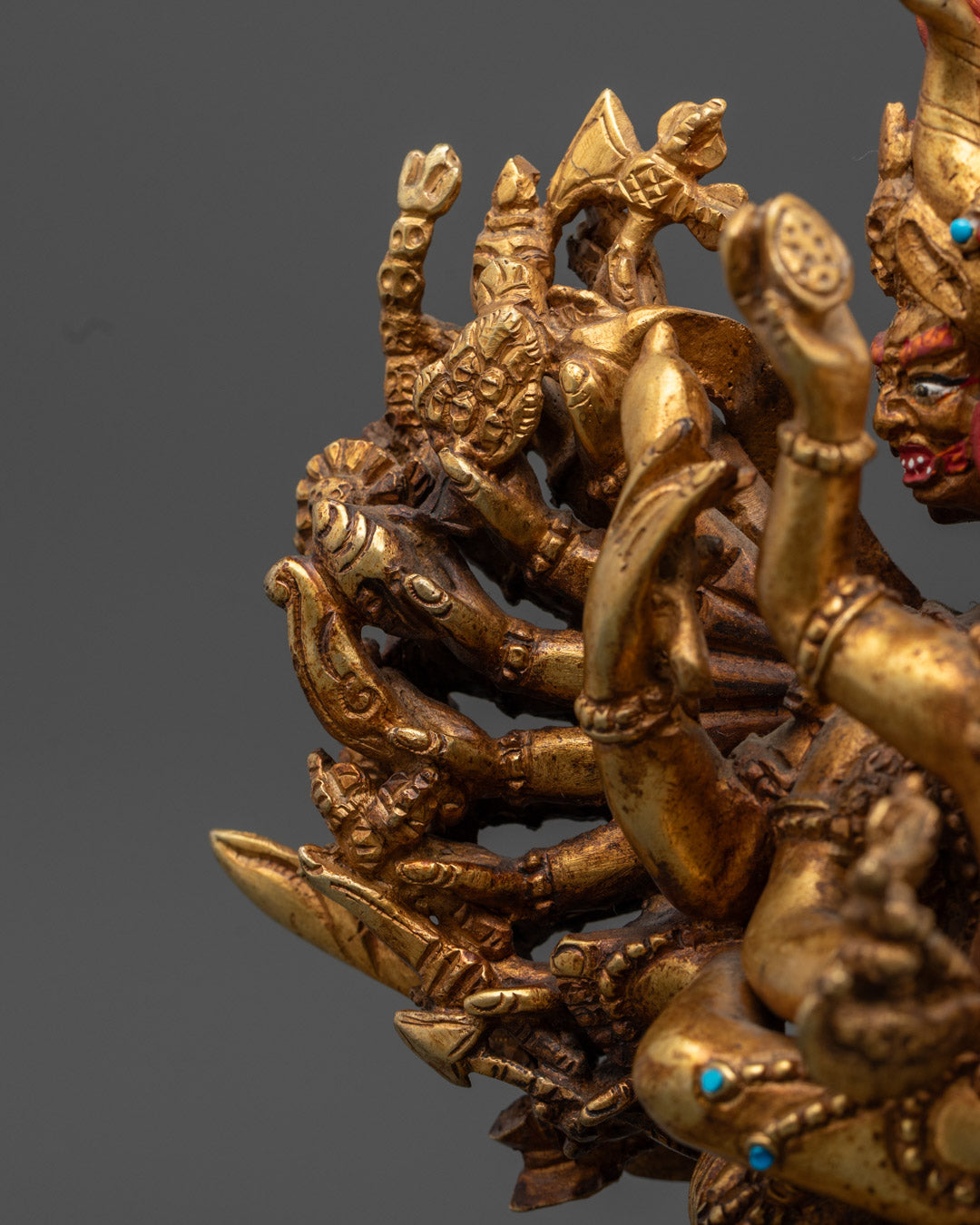 24k Gold Gilded Yamantaka Statue | Perfect for Vajrayana Practice