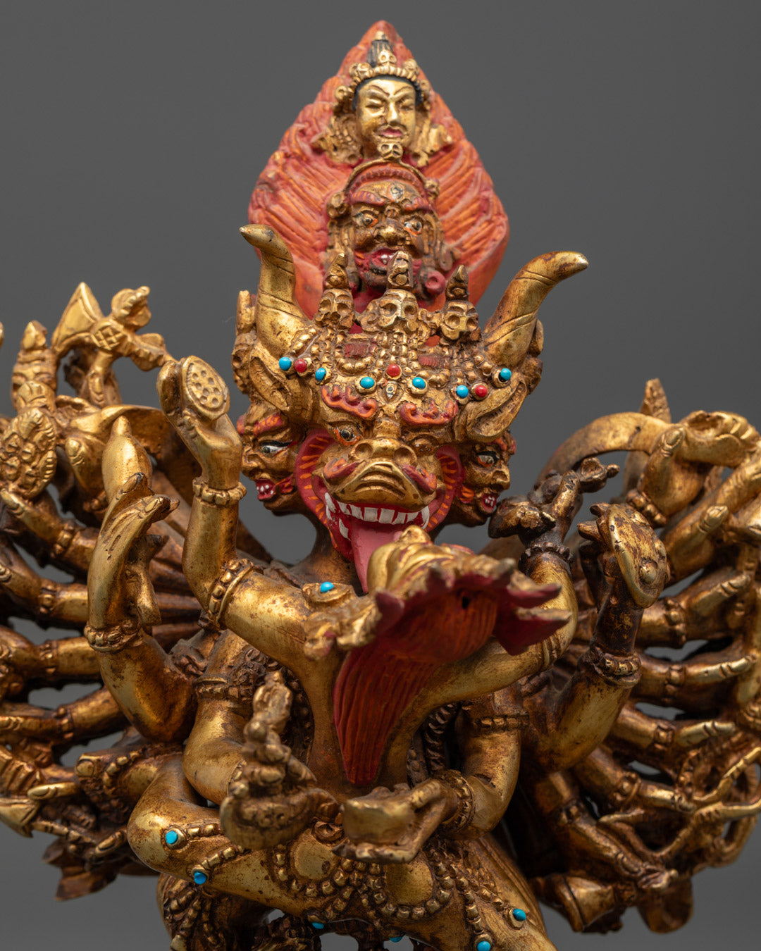24k Gold Gilded Yamantaka Statue | Perfect for Vajrayana Practice