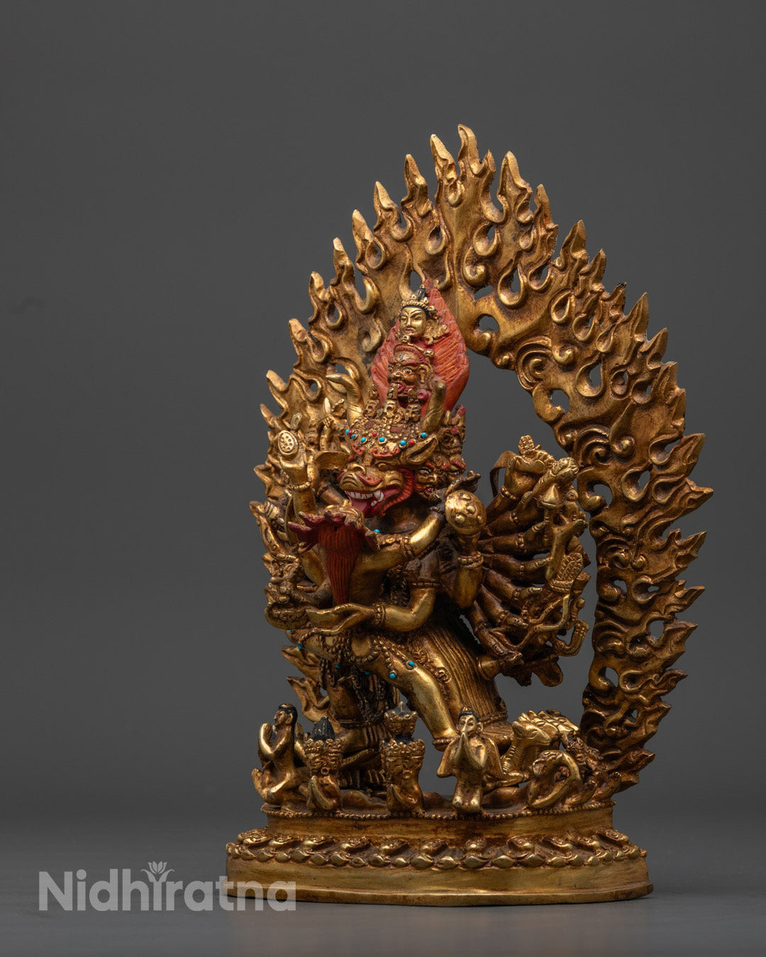 24k Gold Gilded Yamantaka Statue | Perfect for Vajrayana Practice