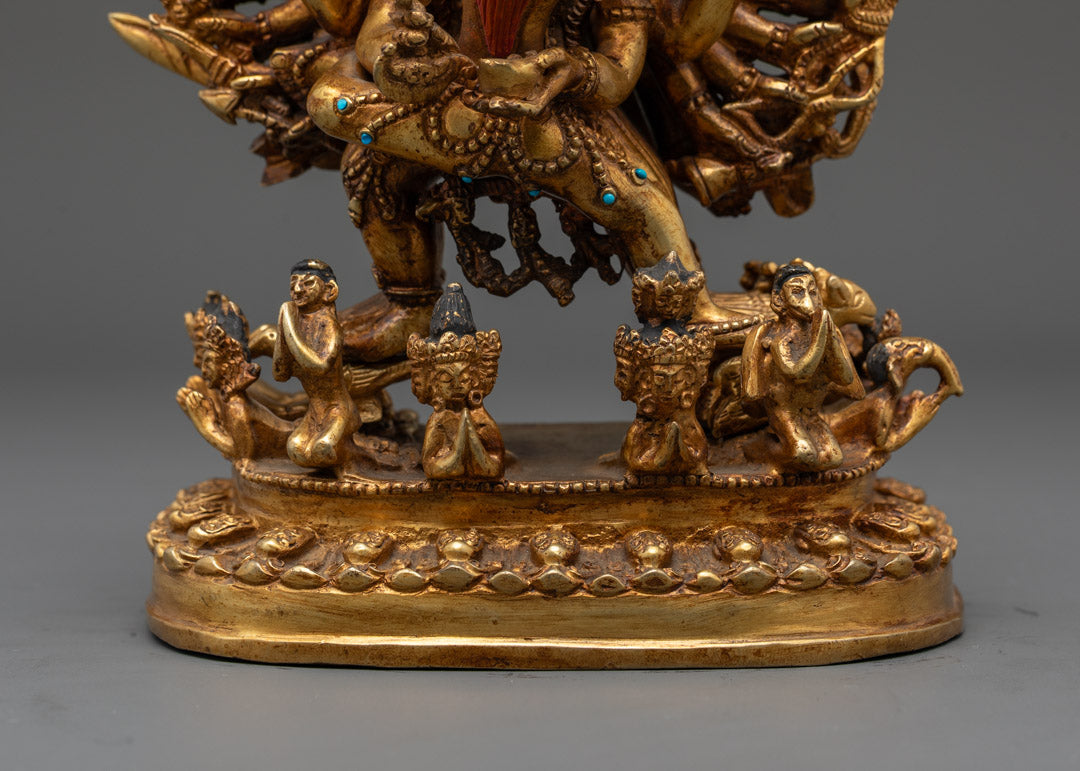 24k Gold Gilded Yamantaka Statue | Perfect for Vajrayana Practice