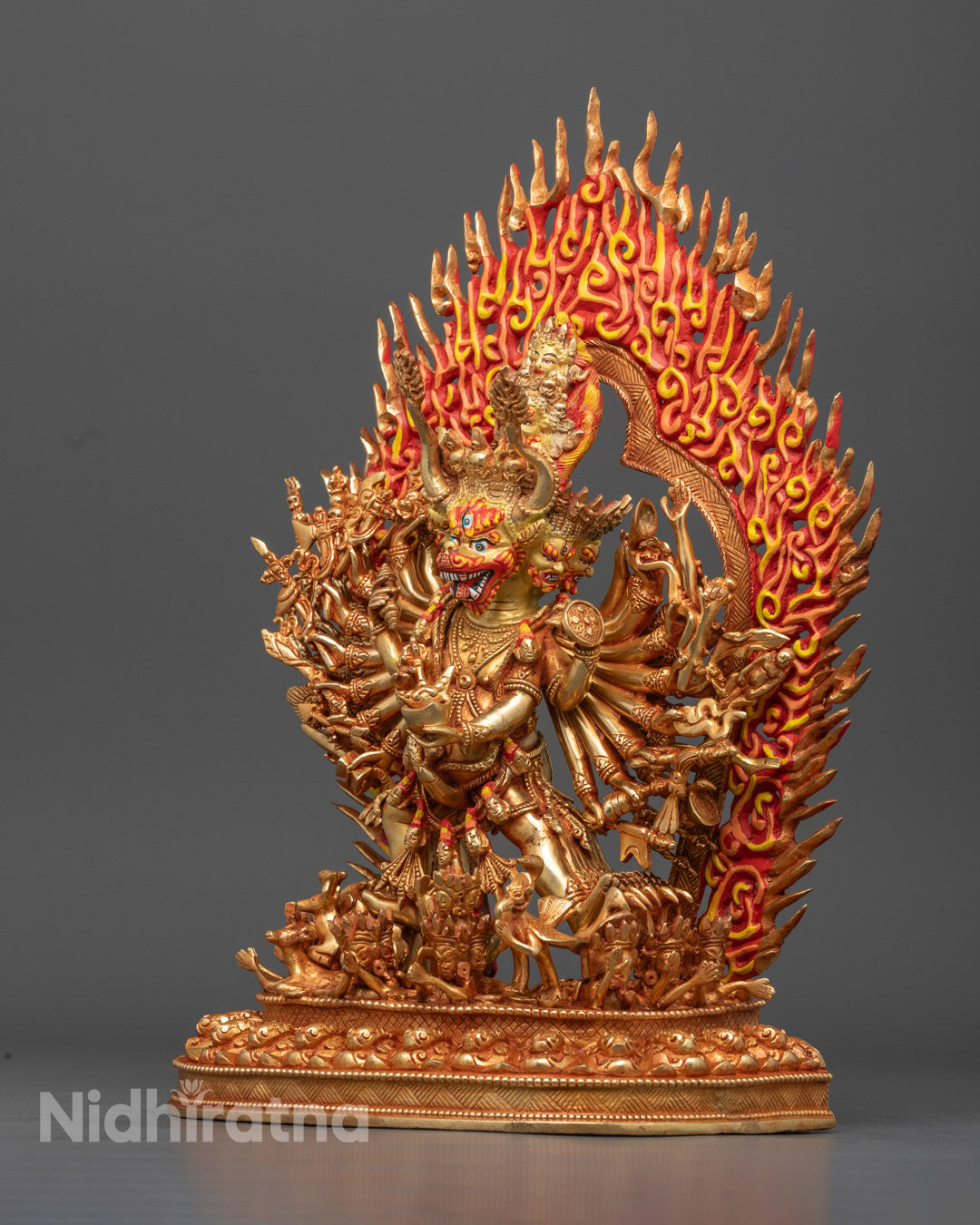 Nepalese Yamantaka Statue | Hand-Carved Copper Sculpture