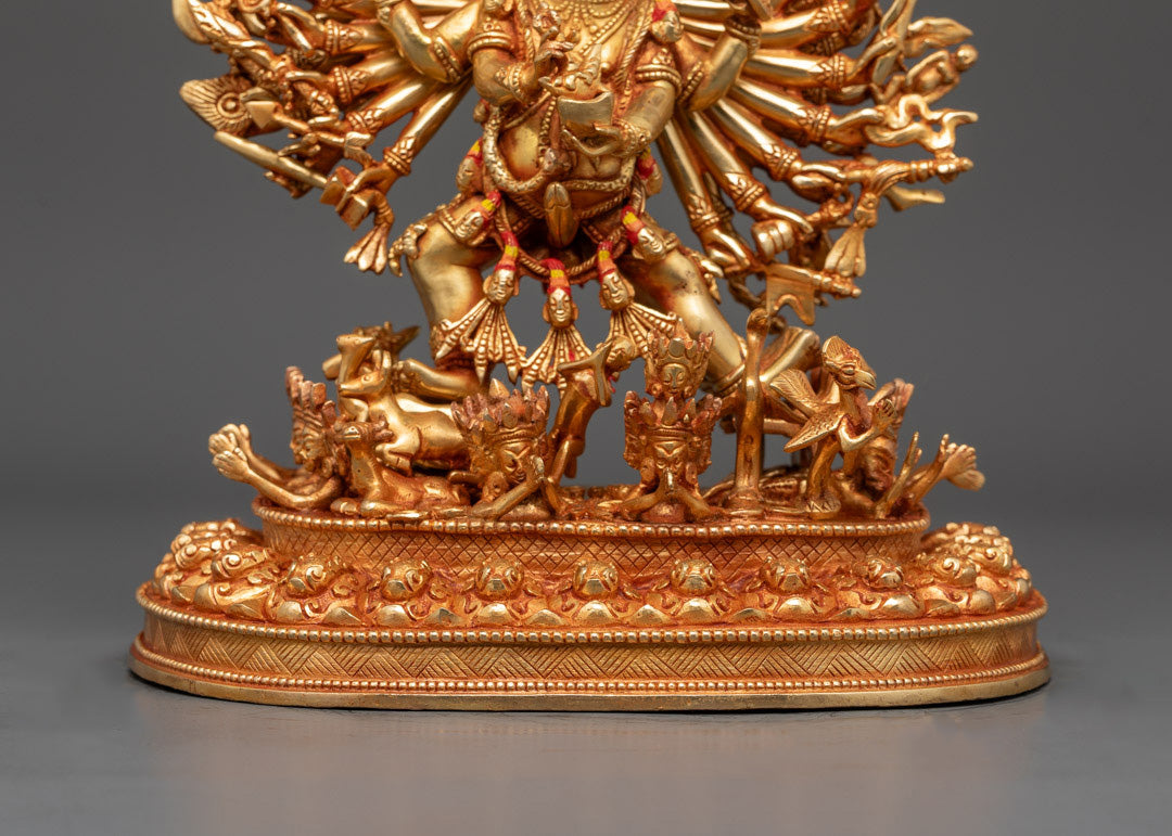 Nepalese Yamantaka Statue | Hand-Carved Copper Sculpture