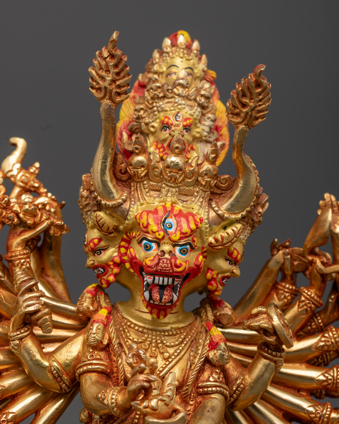Nepalese Yamantaka Statue | Hand-Carved Copper Sculpture