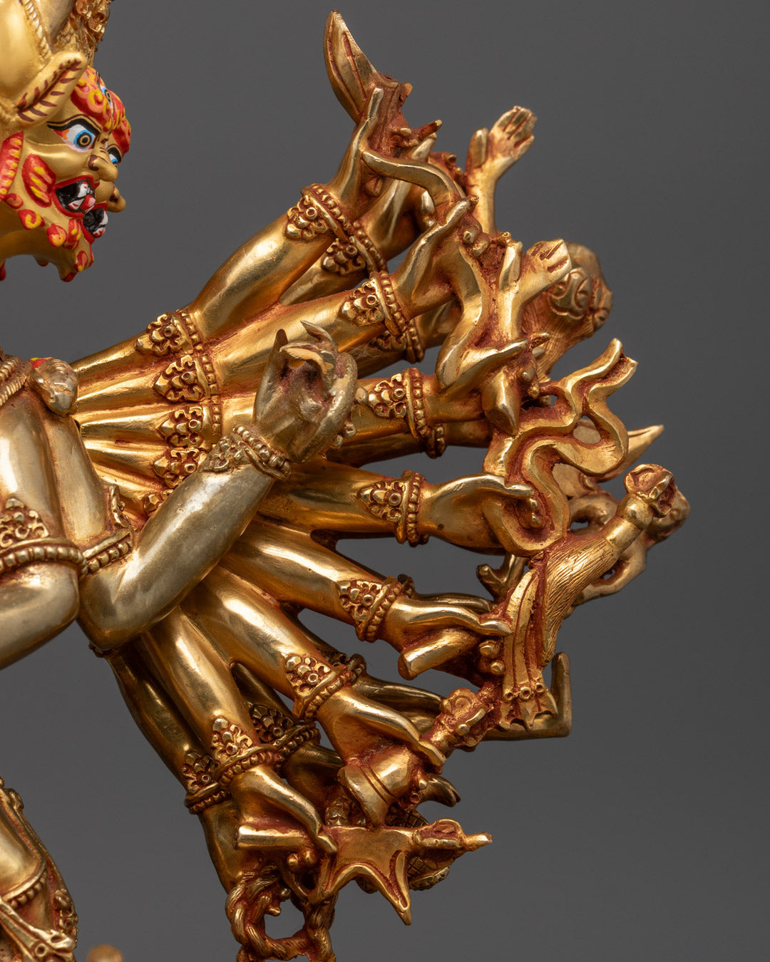 Hand-Carved Yamantaka Statue | 24k Gold Gilded Copper