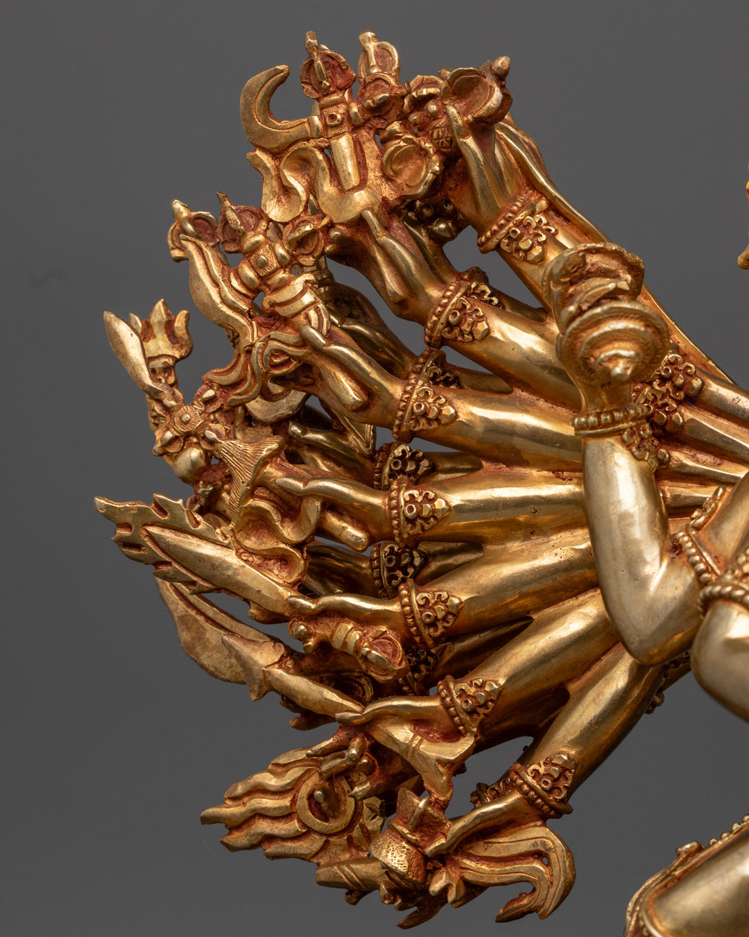 Hand-Carved Yamantaka Statue | 24k Gold Gilded Copper