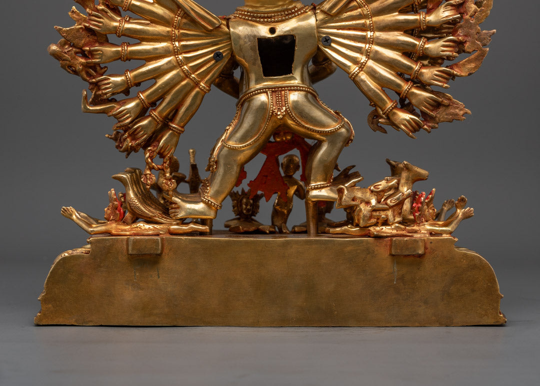 Hand-Carved Yamantaka Statue | 24k Gold Gilded Copper