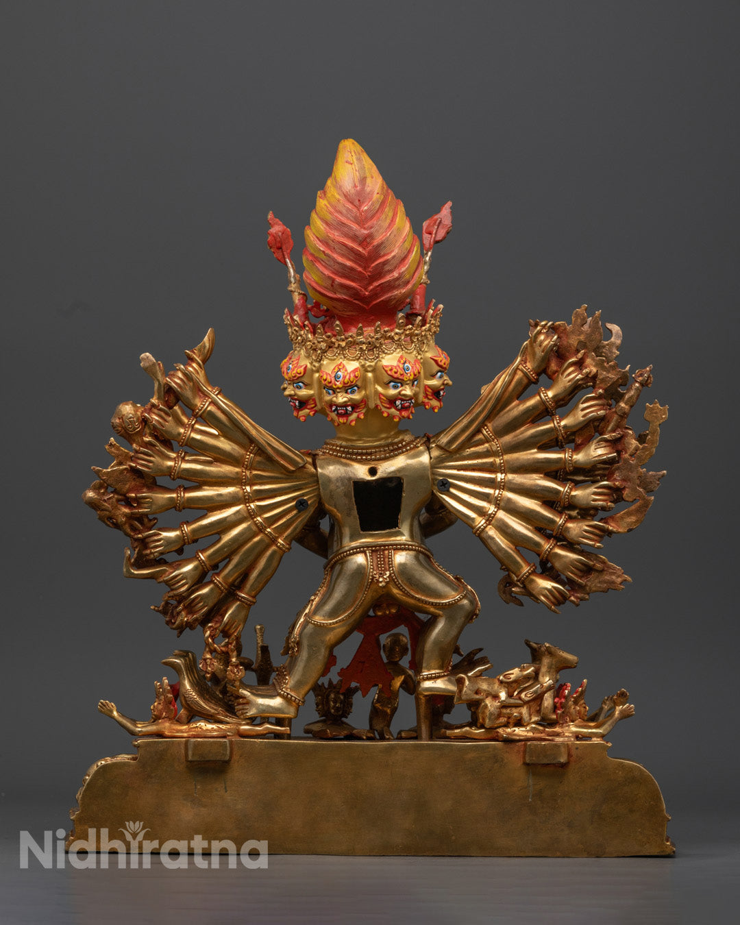 Hand-Carved Yamantaka Statue | 24k Gold Gilded Copper