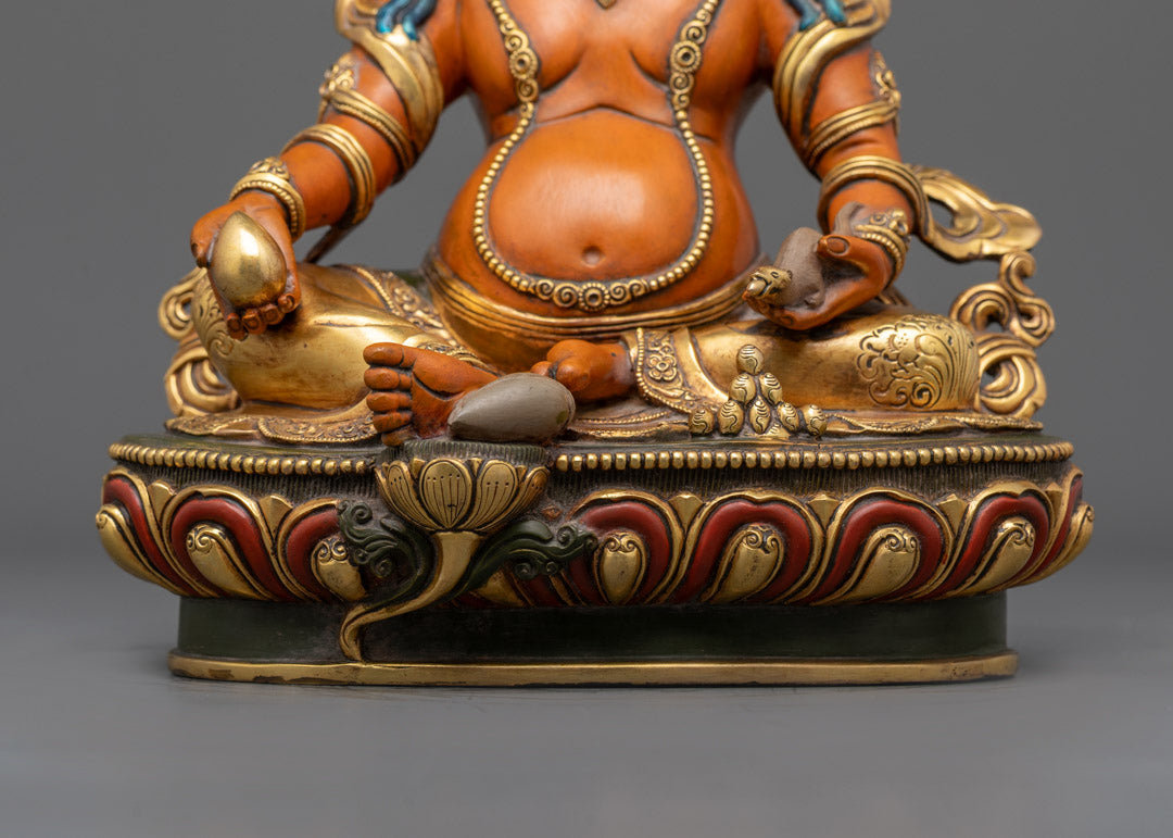 Colored Dzambhala Sculpture | Traditionally Hand-carved