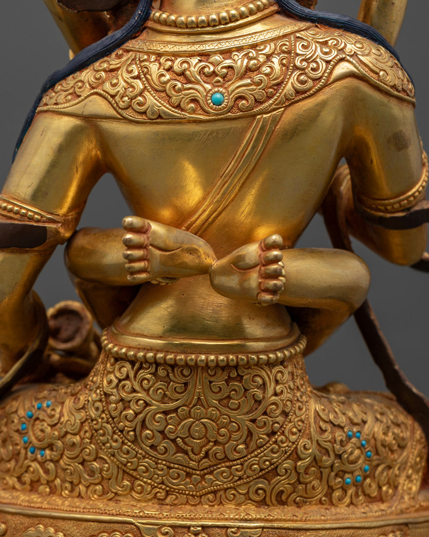 Vajrasattva with Consort Statue | 24k Gold Gilded Sculpture