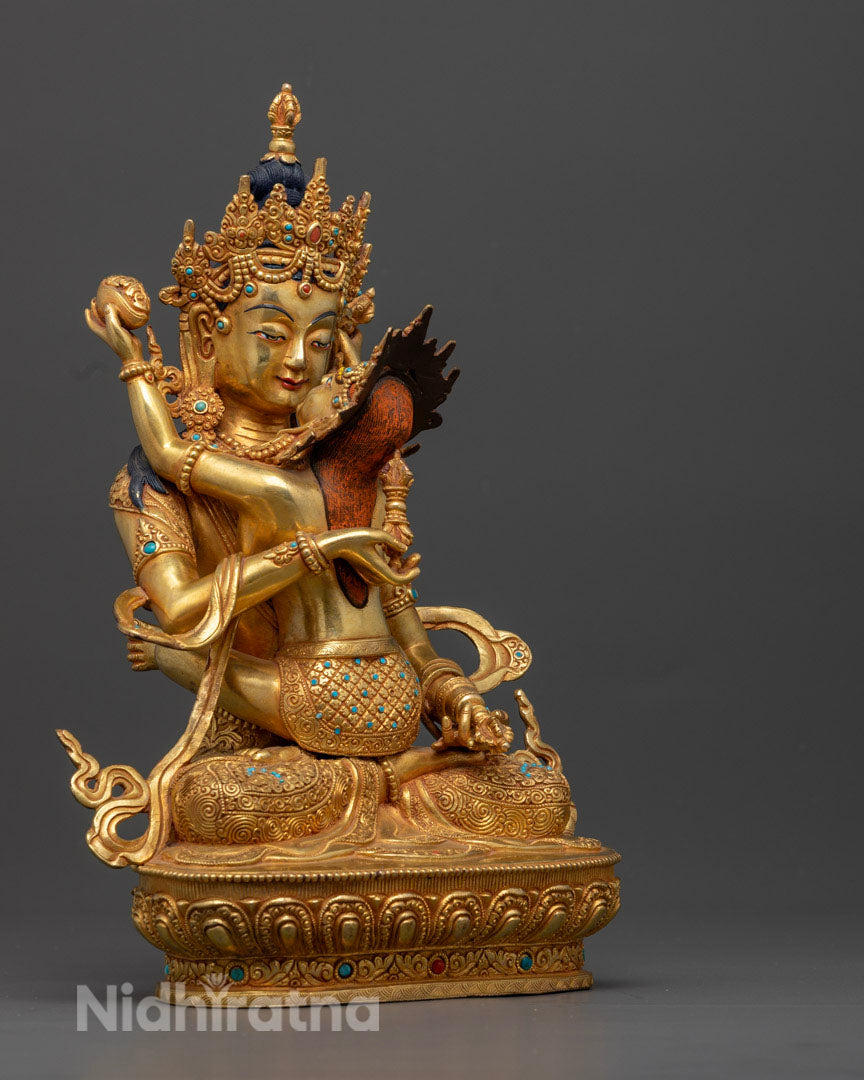 Vajrasattva with Consort Statue | 24k Gold Gilded Sculpture