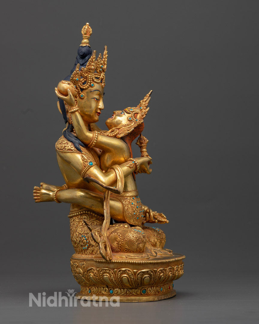 Vajrasattva with Consort Statue | 24k Gold Gilded Sculpture