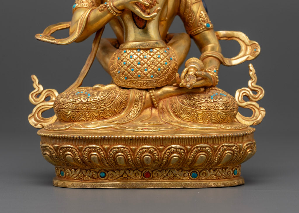 Vajrasattva with Consort Statue | 24k Gold Gilded Sculpture