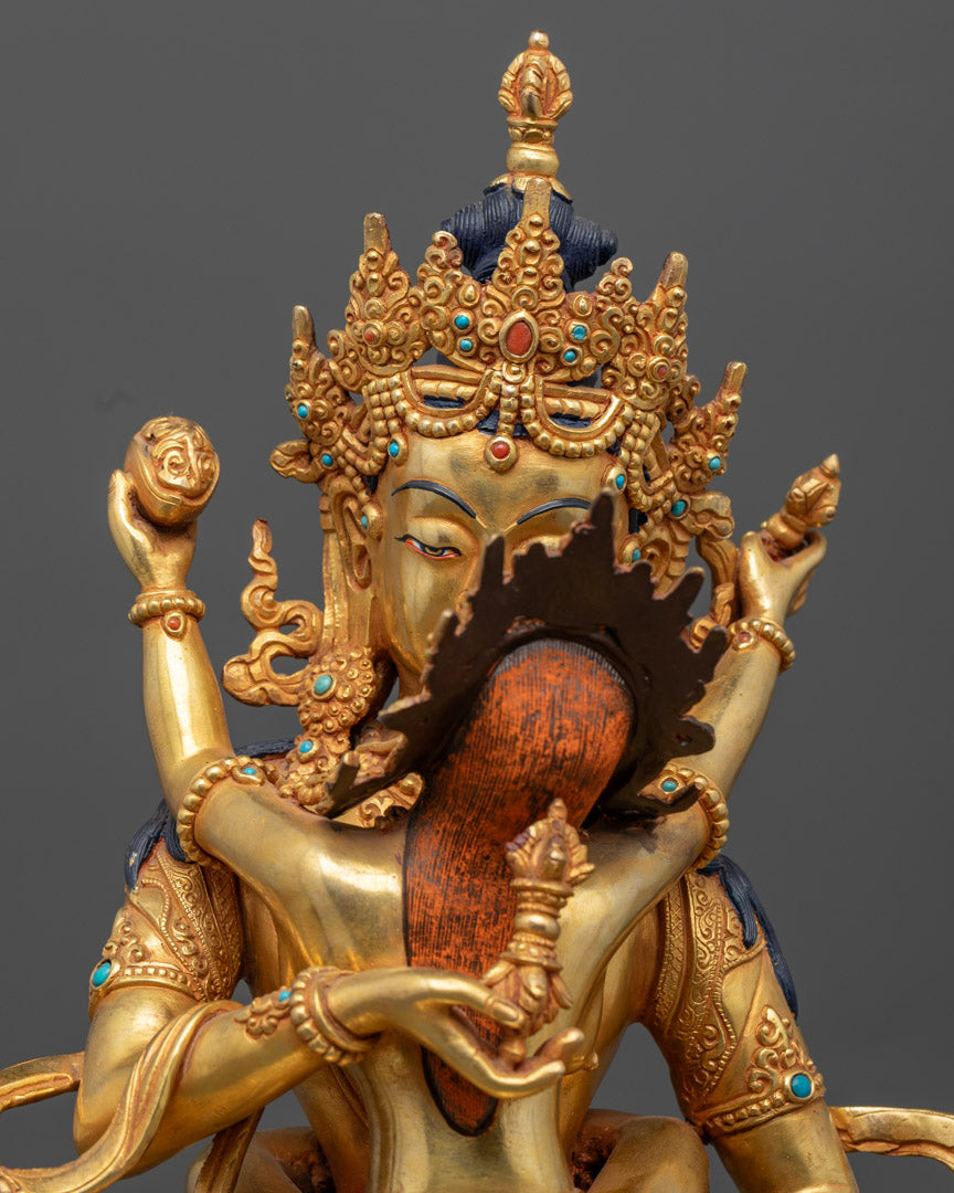 Vajrasattva with Consort Statue | 24k Gold Gilded Sculpture
