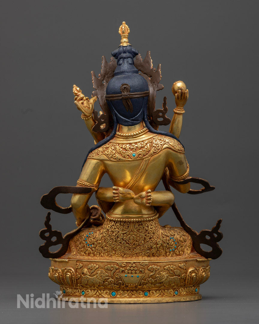 Vajrasattva with Consort Statue | 24k Gold Gilded Sculpture