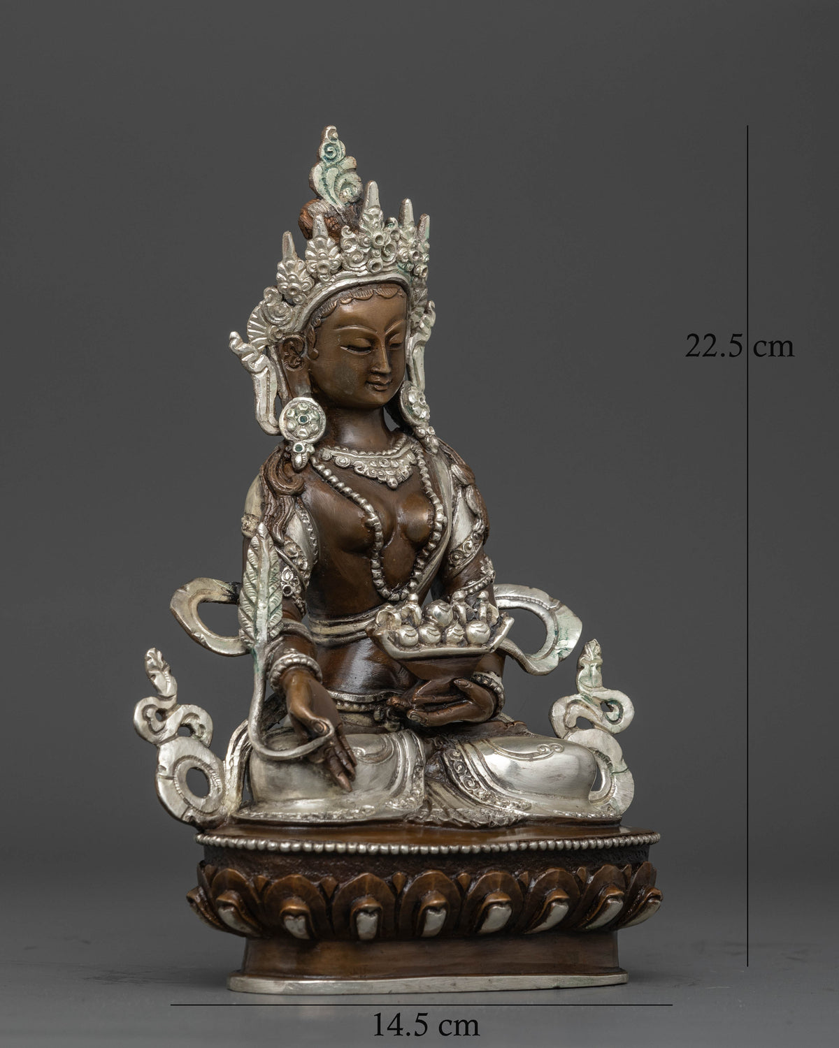 Akasagarbha statue with lotus pedestal symbolizing purity and spiritual awakening