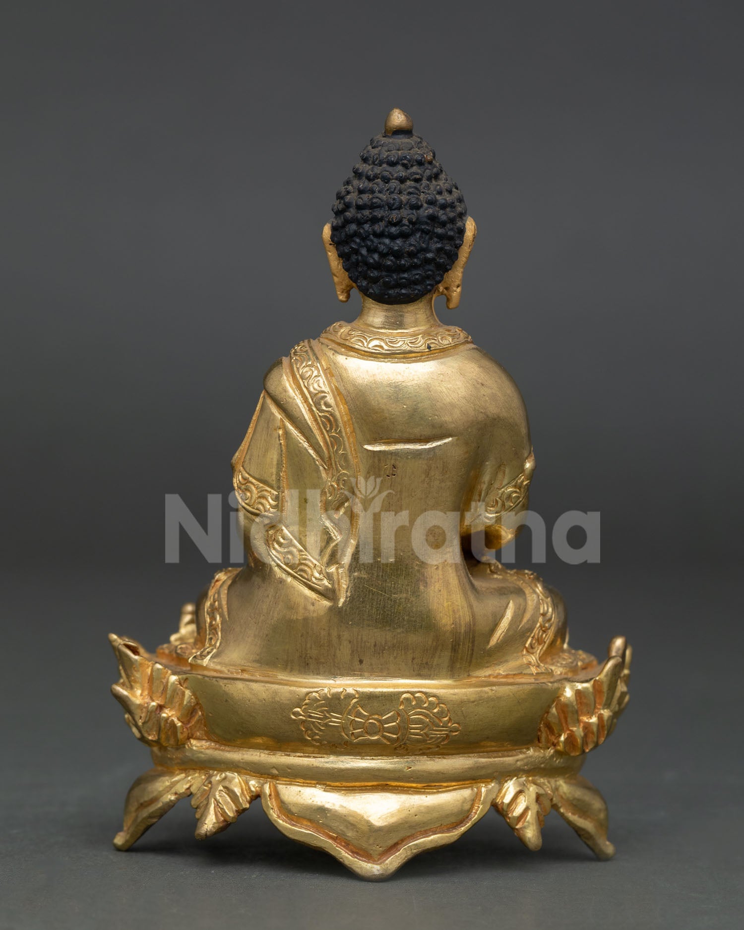 Amitabha Buddha statue handcrafted copper sculpture with gold gilded body from Nepal.