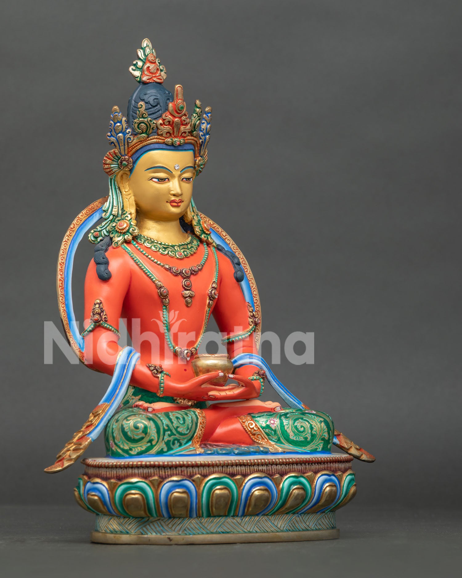 Amitabha Buddha Statue in Dhyana Mudra Holding Begging Bowl Himalayan Buddhist Art