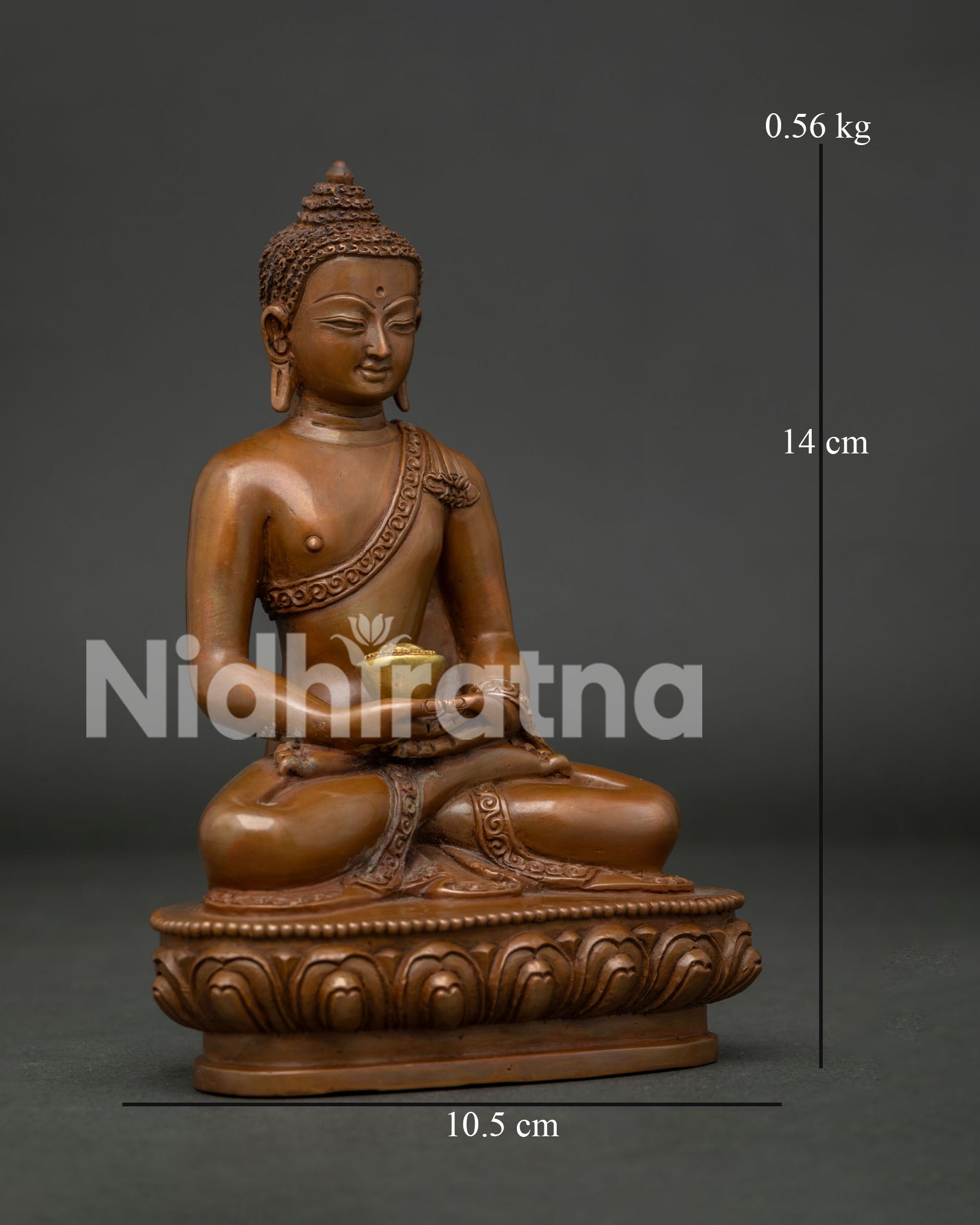 Amitabha Buddha Statue Seated on Lotus Pedestal Holding Alms Bowl.