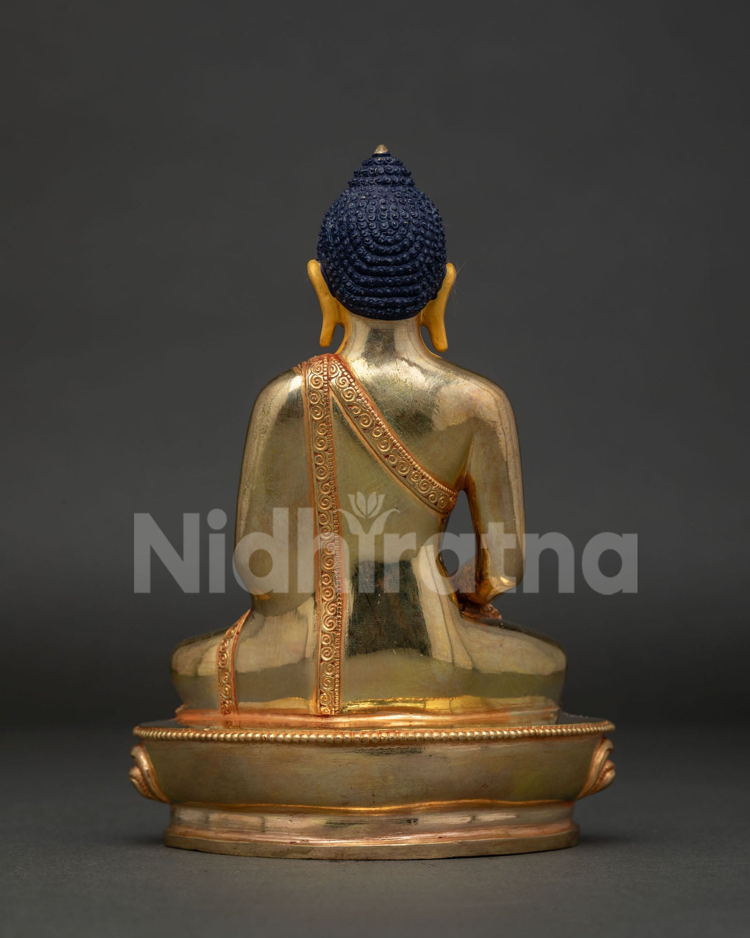 Amitabha Buddha Statue with Lotus Pedestal and Hand Carved Monk Robe
