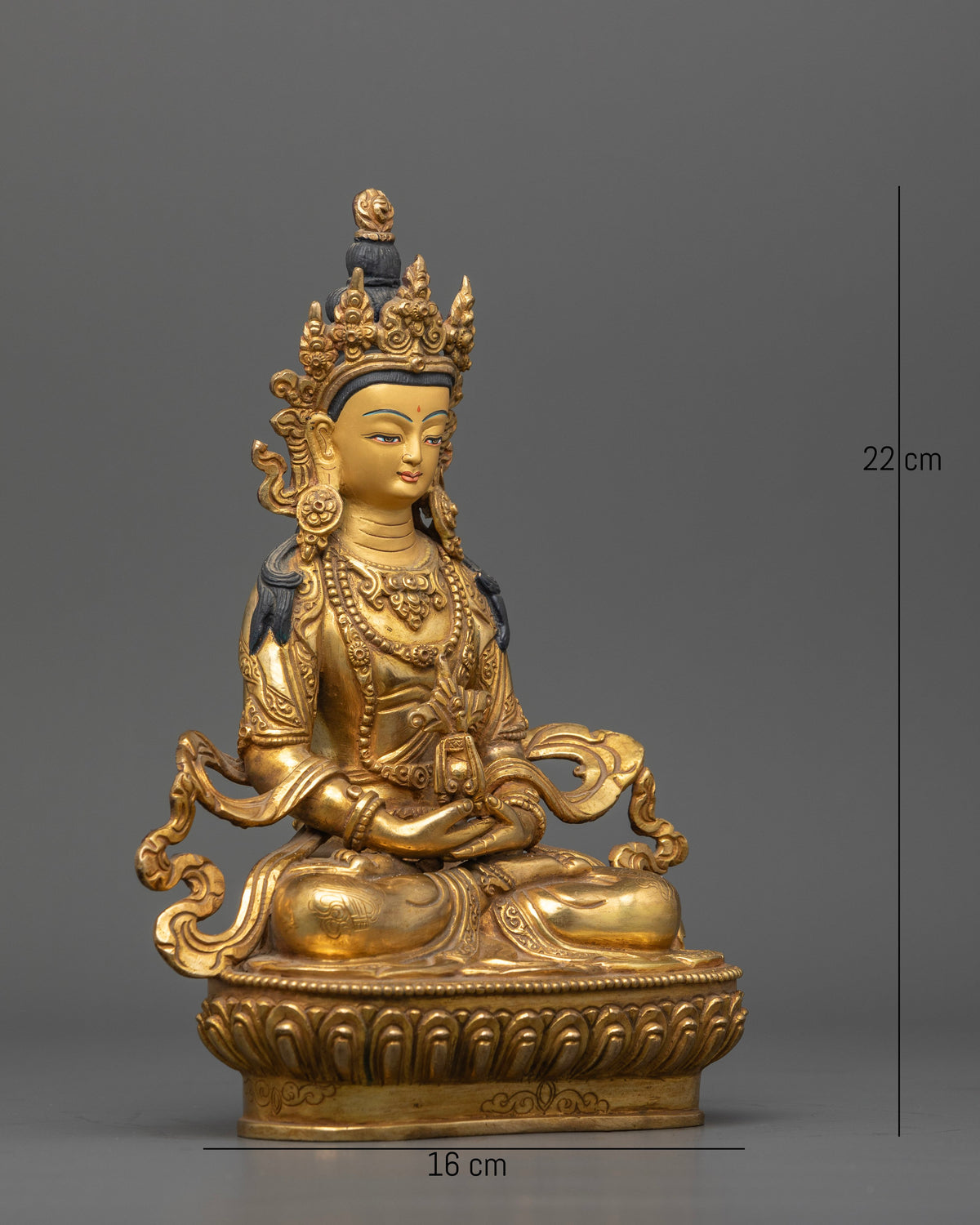 Amitayus Buddha statue holding a long life vase in Dhyana Mudra.