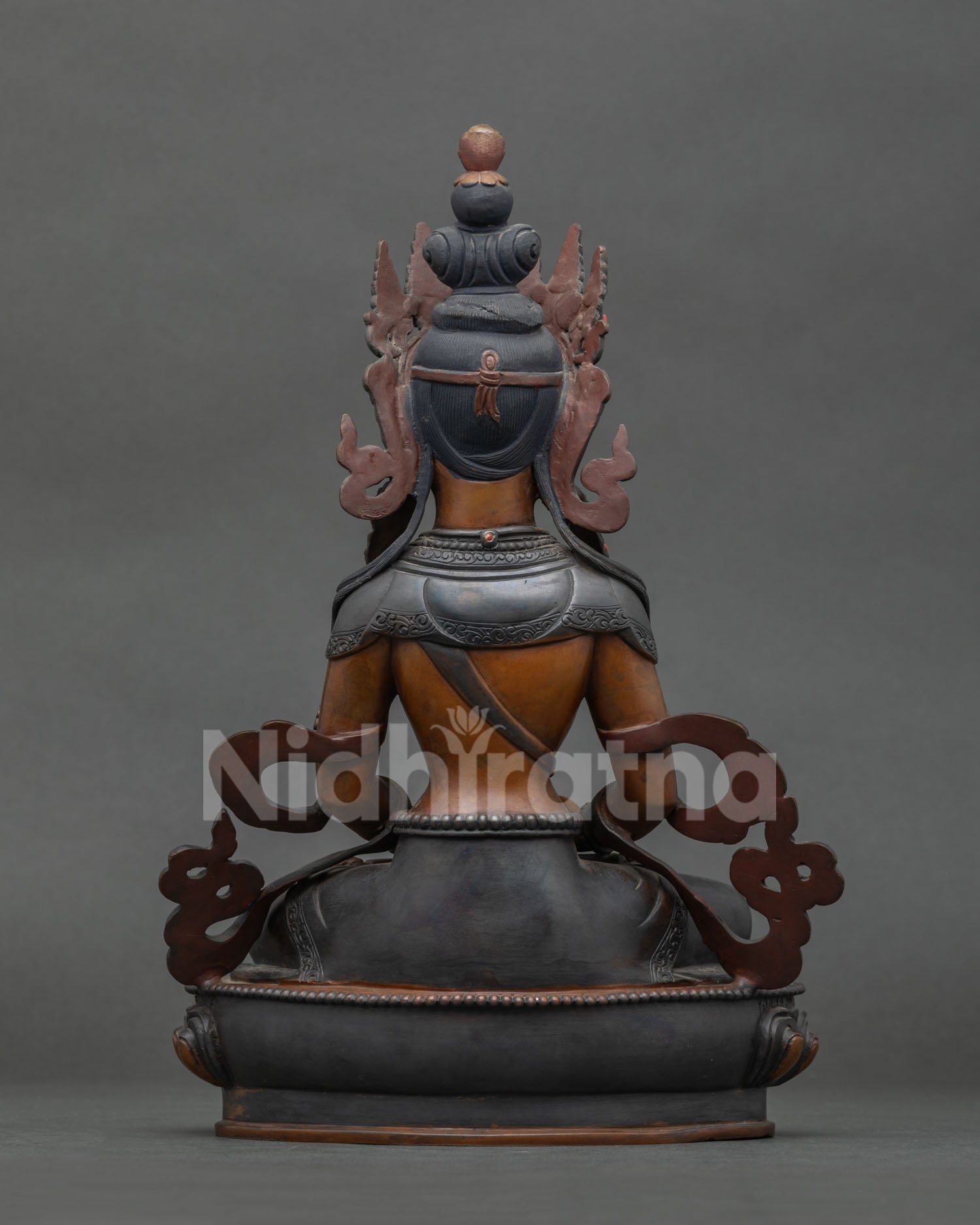 Amitayus Buddhist Statue seated on hand carved lotus pedestal.