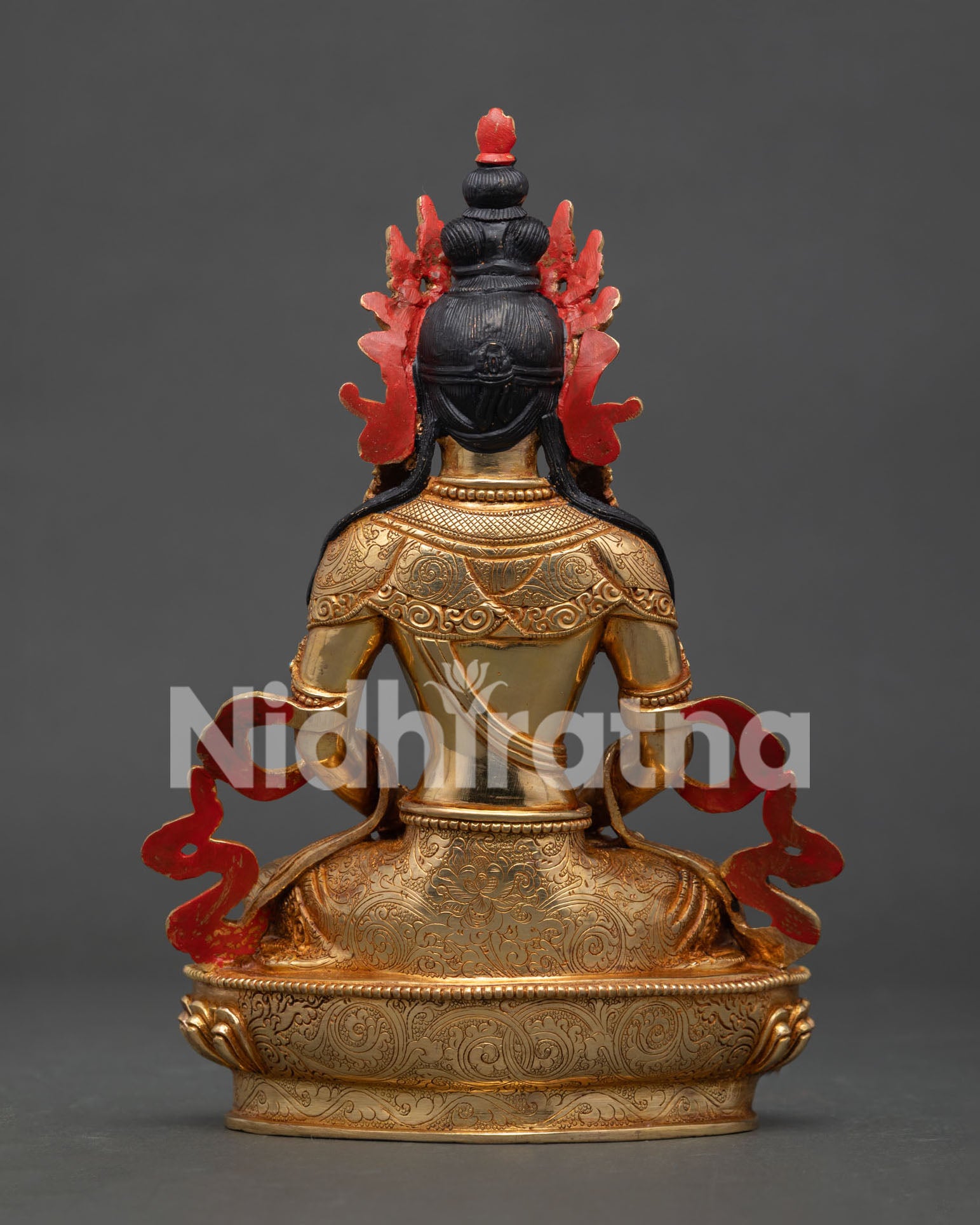 Amitayus Statue, featuring flowing robes and traditional Himalayan Buddhist artistry