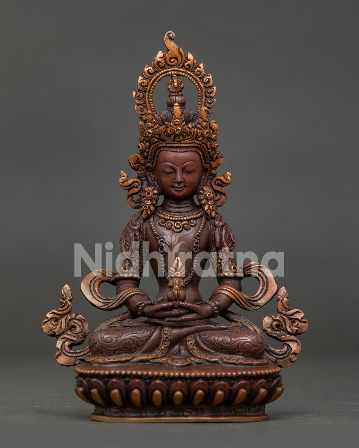 Amitayus Statue Handcrafted by Newari Artisans in Patan Nepal.