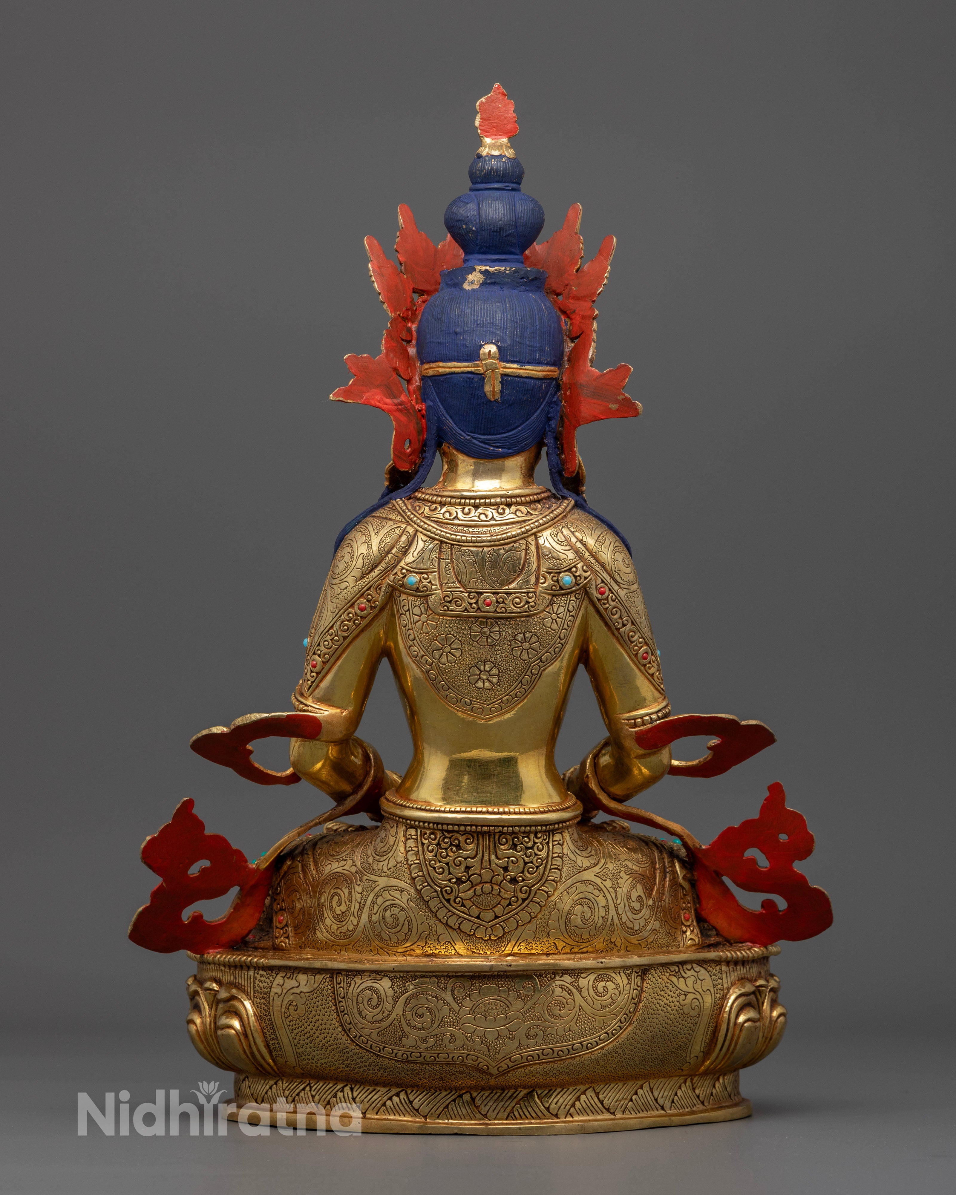 amitayus buddha back profile painted with poster and acrylic colors