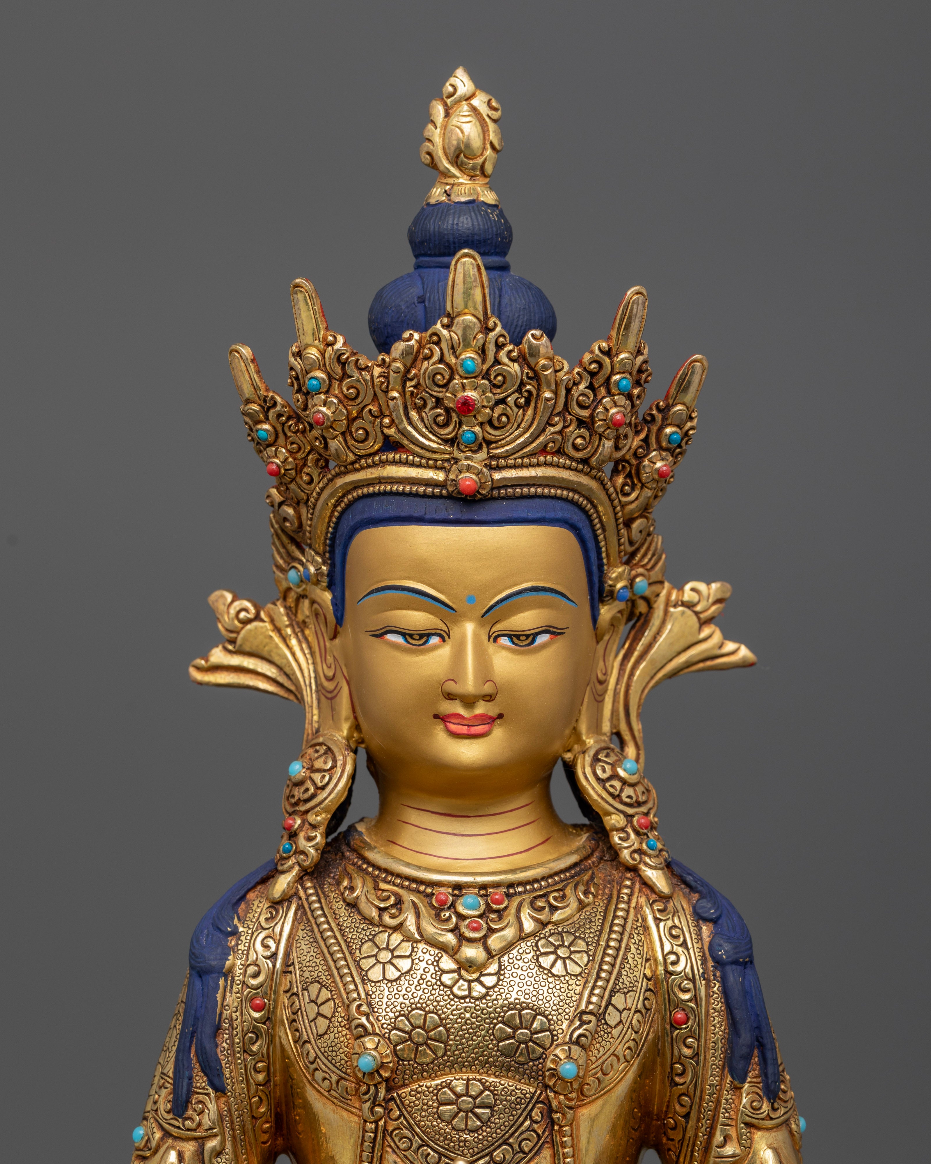 amitayus buddha statue pure gold face