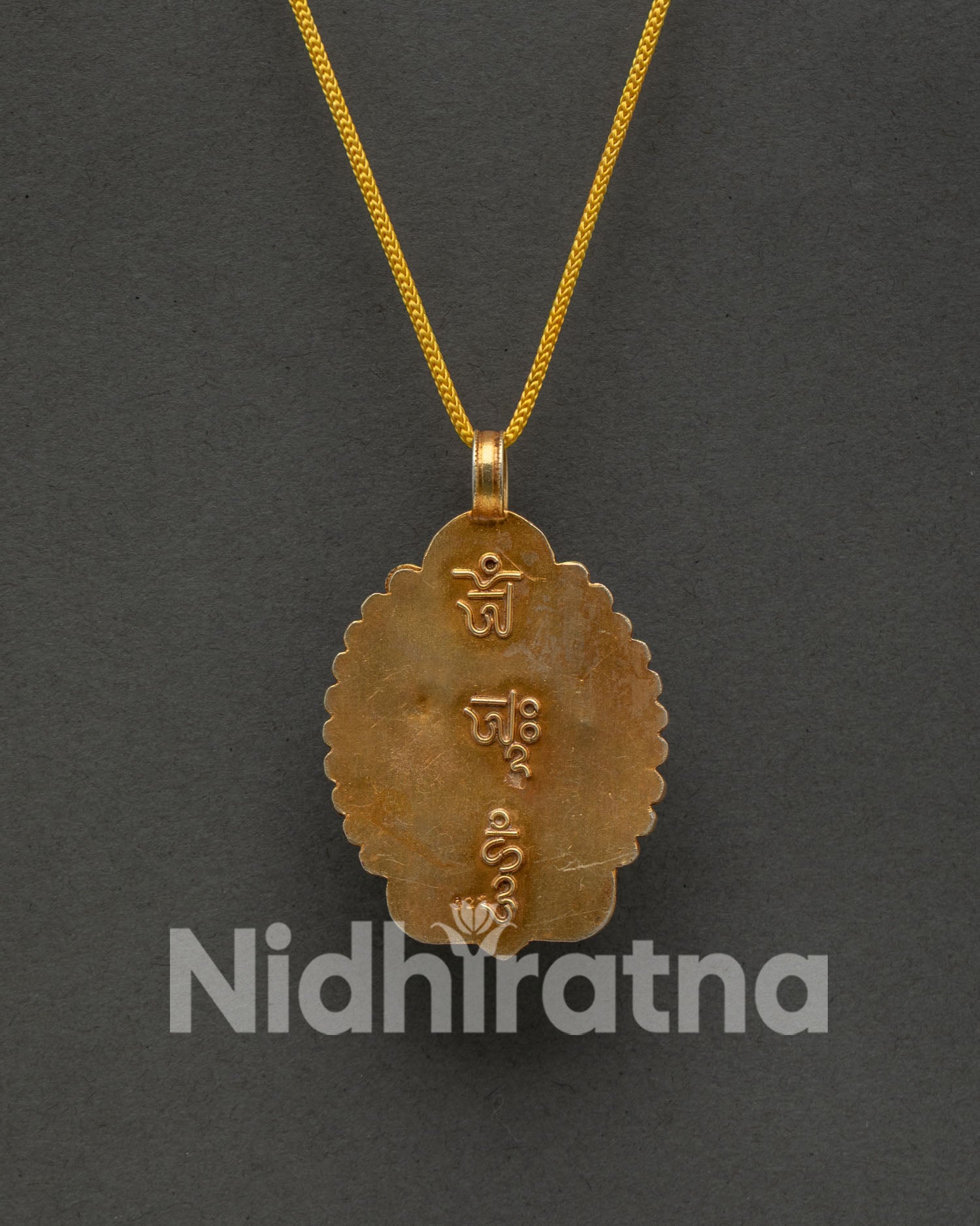 Authentic Ganesh Pendant Crafted from Copper with Gold Plated Finish and Gemstones