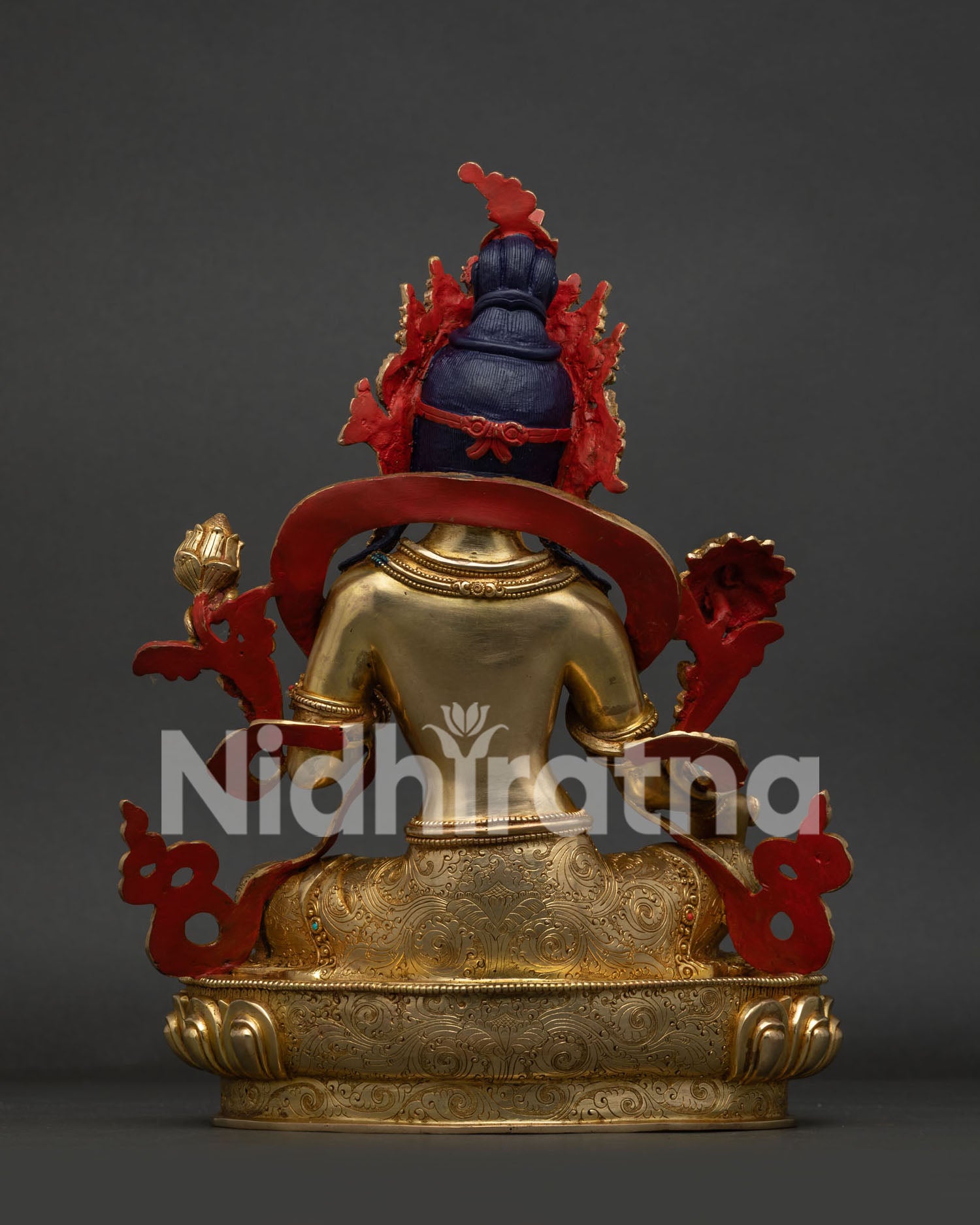 Authentic Himalayan Green Tara copper statue, handcarved by Newari artisans from Patan, Nepal