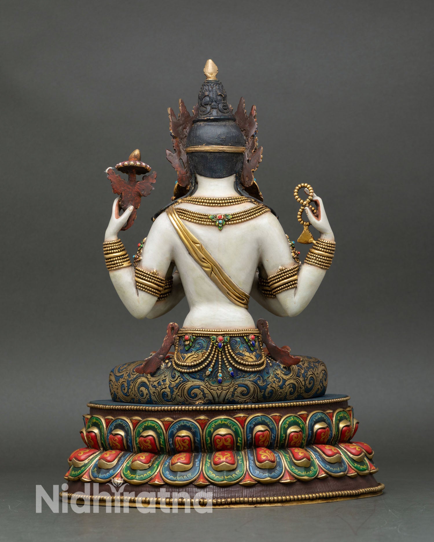 Avalokiteshvara Chenrezig statue handcrafted copper artwork with intricate detailing