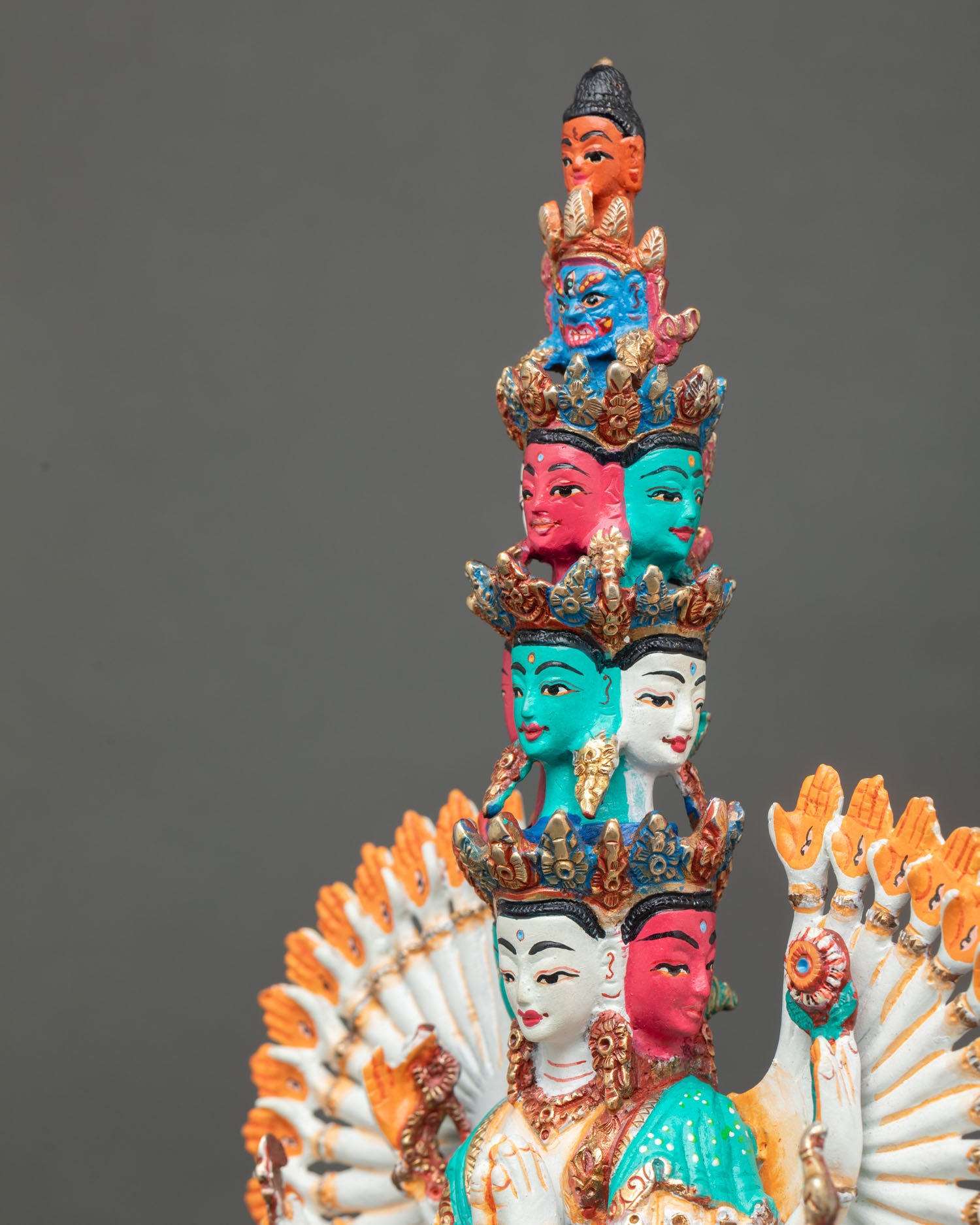 Avalokiteshvara Side Face Close Up with Handpainted Buddhist Details