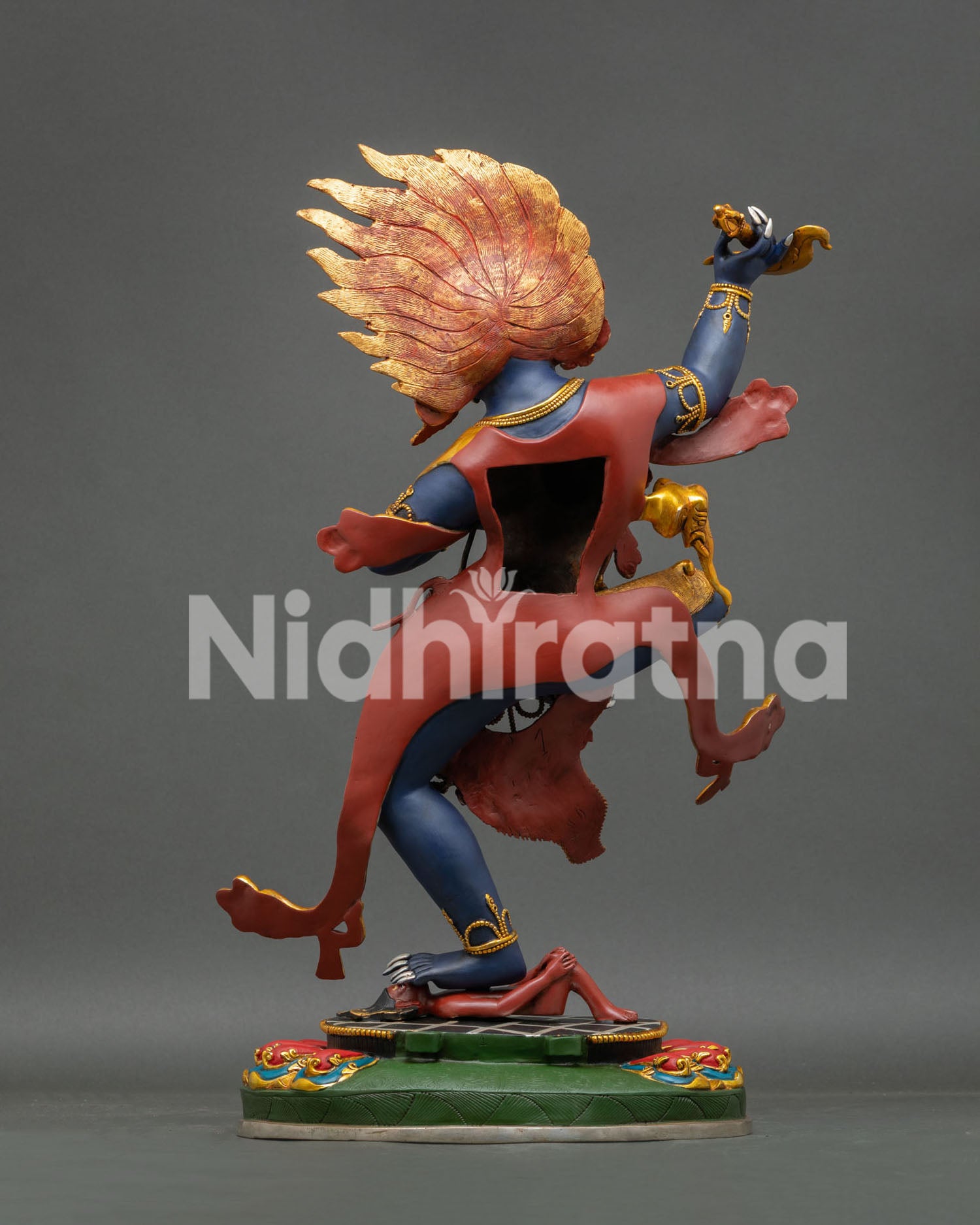 Back angled view of Troma Nagmo Statue highlighting handcrafted Buddhist sculpture details.