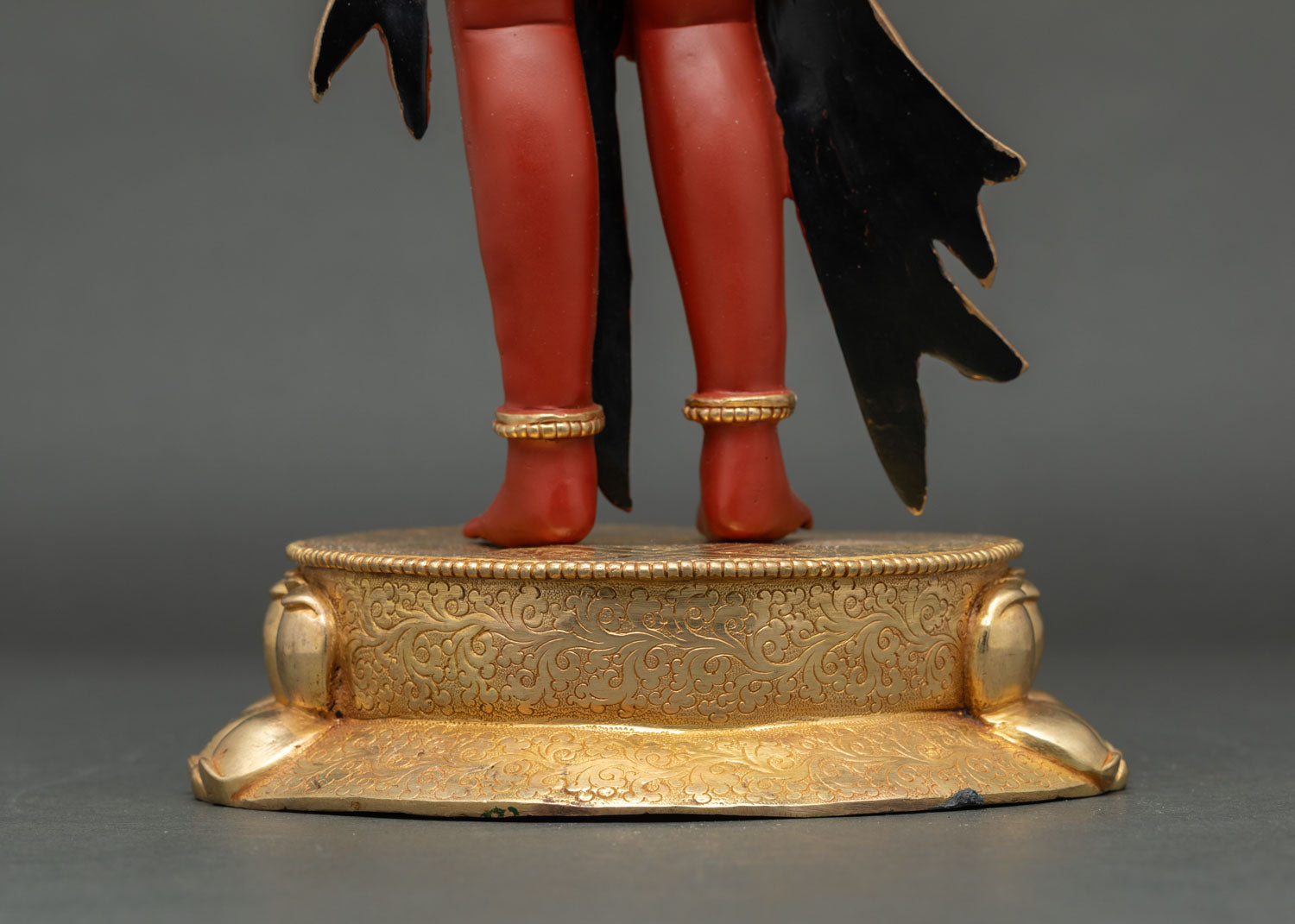 Back Lower view of handcrafted gold lotus pedestal, Buddhist artwork